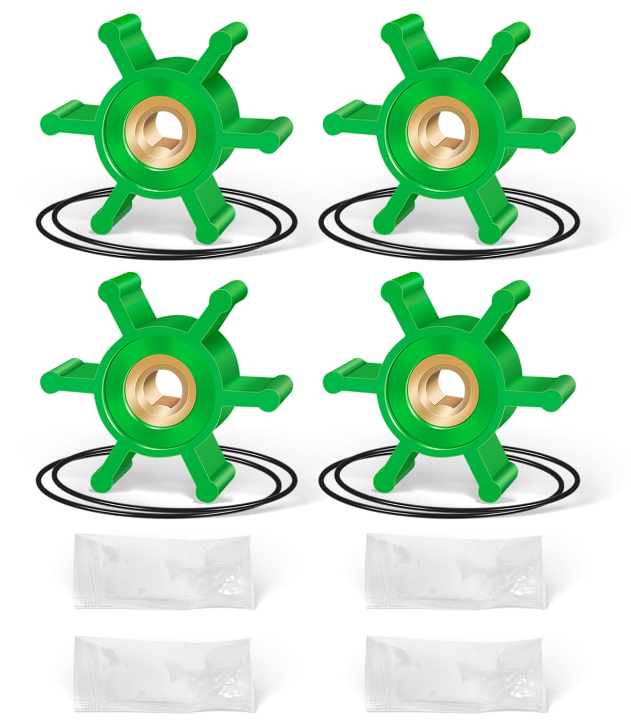 4-Pack 6303-0007-P Impeller Replacement Kit | Polyurethane Impeller & O-Ring Kit for Jabsco Ballast Puppy Pumps (18220 Series) | Fits Wakeboard & Ski Boat Ballast Pumps | Replaces 09-824P1EZ
