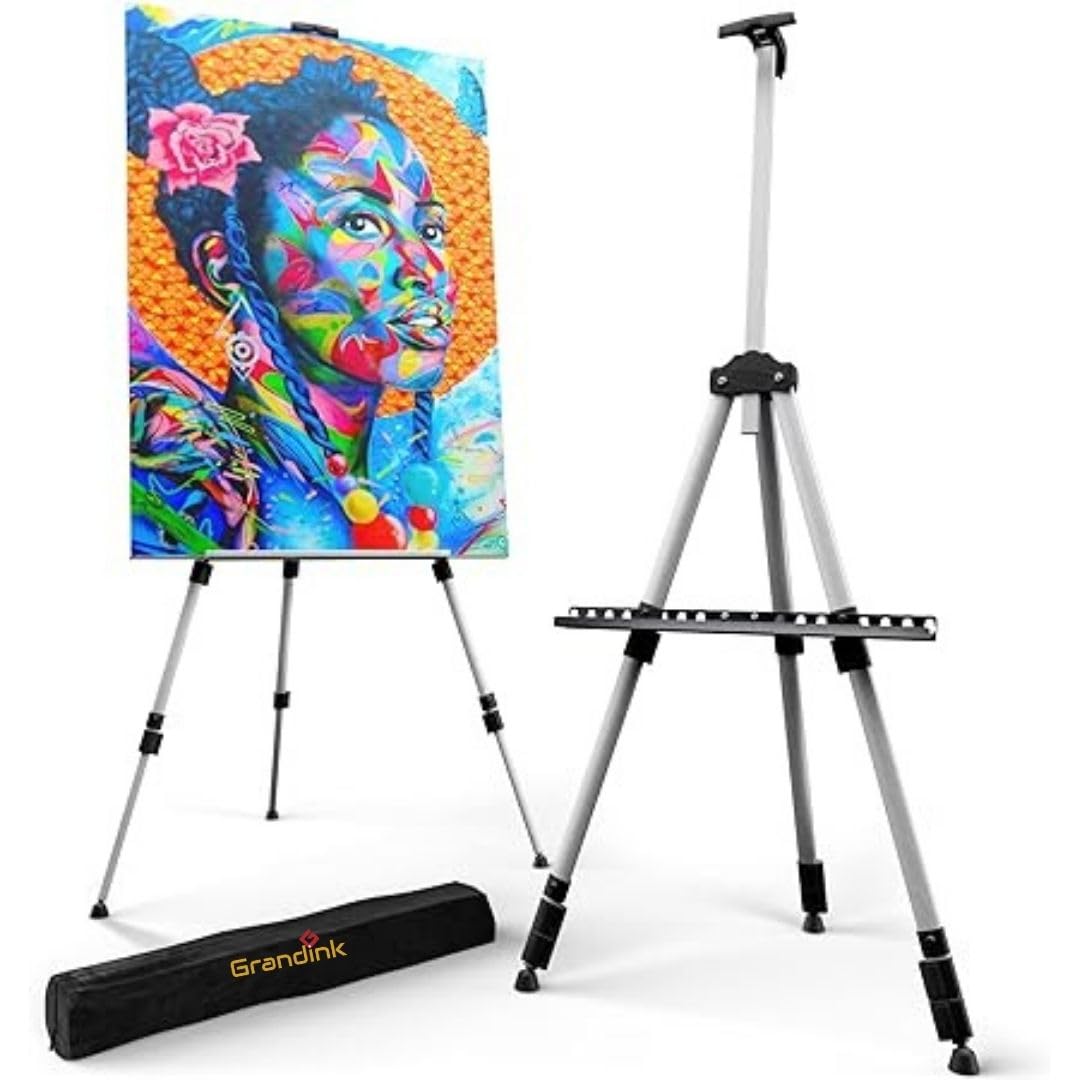 Grandink Metal Tripod Easel Stand for Professional Artists, Adjustable Height for Painting, Display and Advertisement Purposes - 5FT(Silver) (B0CKHP8TZ5) Amazon Price History, Amazon Price Tracker
