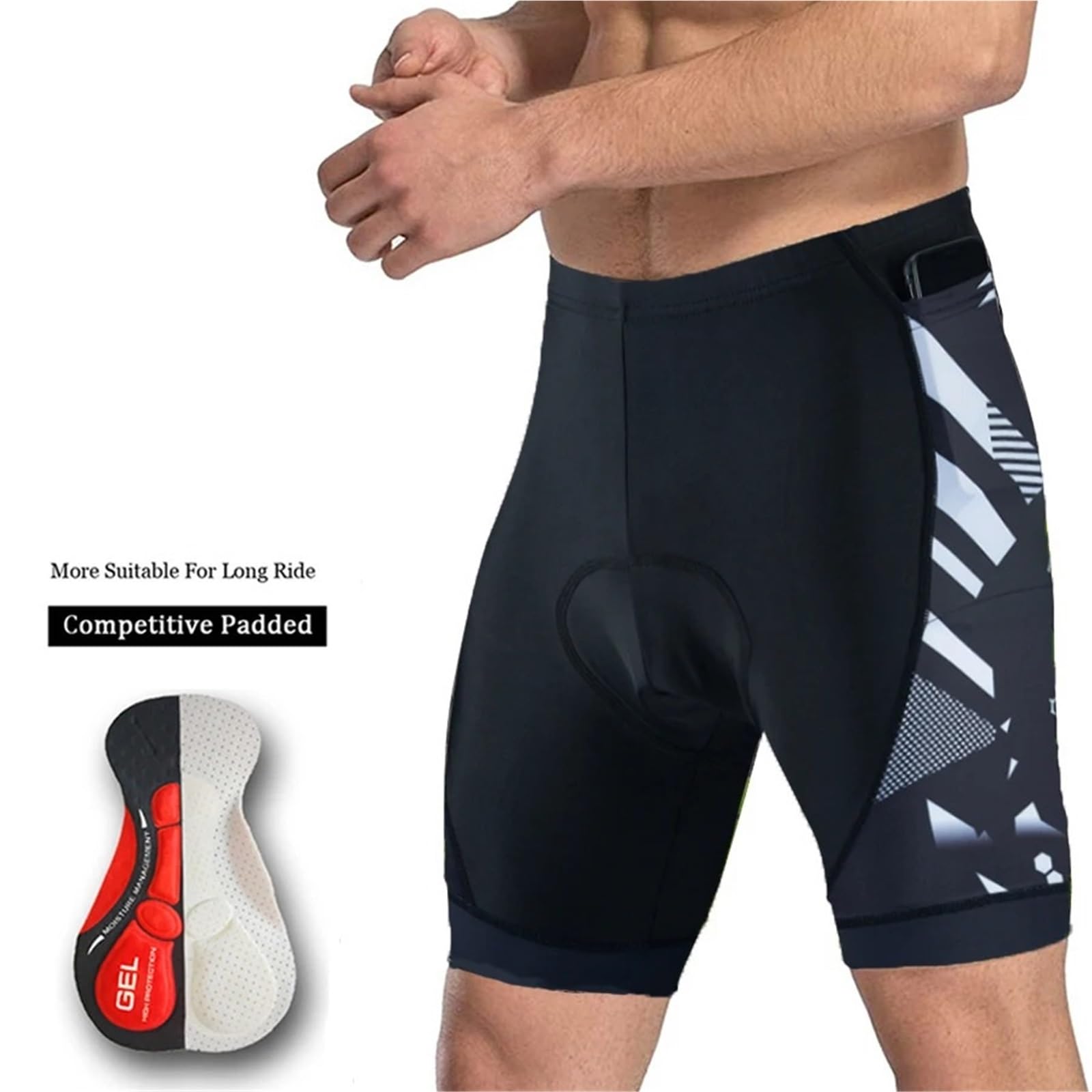Pantaloncini da Ciclismo 2 Pezzi Pantaloncini da Ciclismo Uomo Estivi con Imbottitura in Gel, Sportivi, Triathlon, Bici Strada, Pantaloni, Uniforme, Maglia, Tasche(Black03,M)