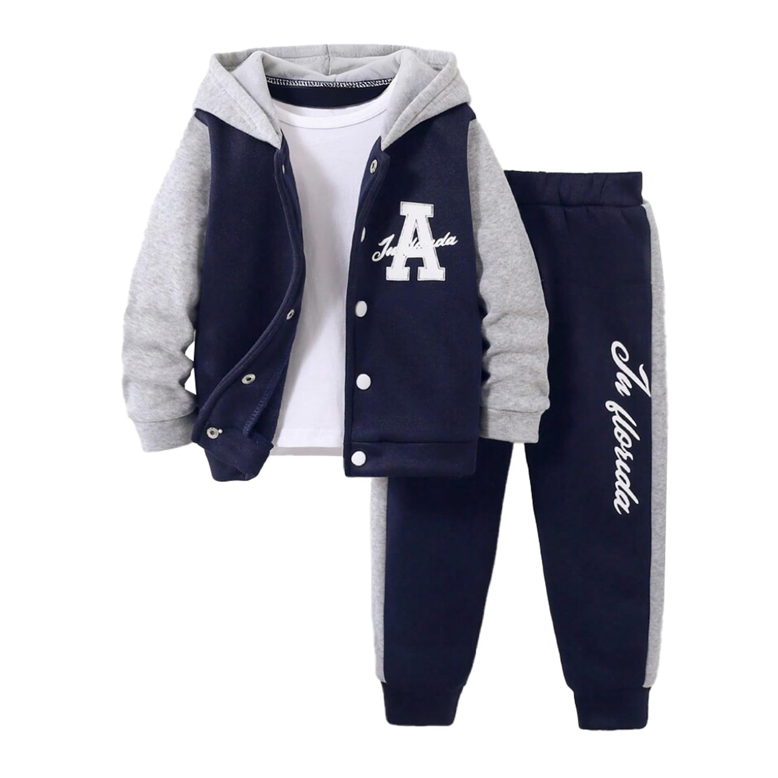 Boys 2 Piece Tracksuit Outfits Long Sleeve Button Hoodie Jacket and Sweatpants Jogger Pants Sportswear Sets for 4-7Y