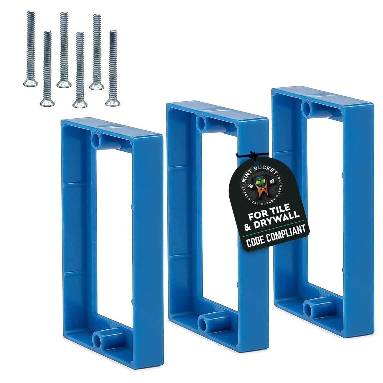 NQEUEPN 6pcs 1/2" Single Gang Receptacle Outlet Box Extenders, Electric Outlet Extender Box With 12 Screws, ABS, Blue, Not Water Resistant