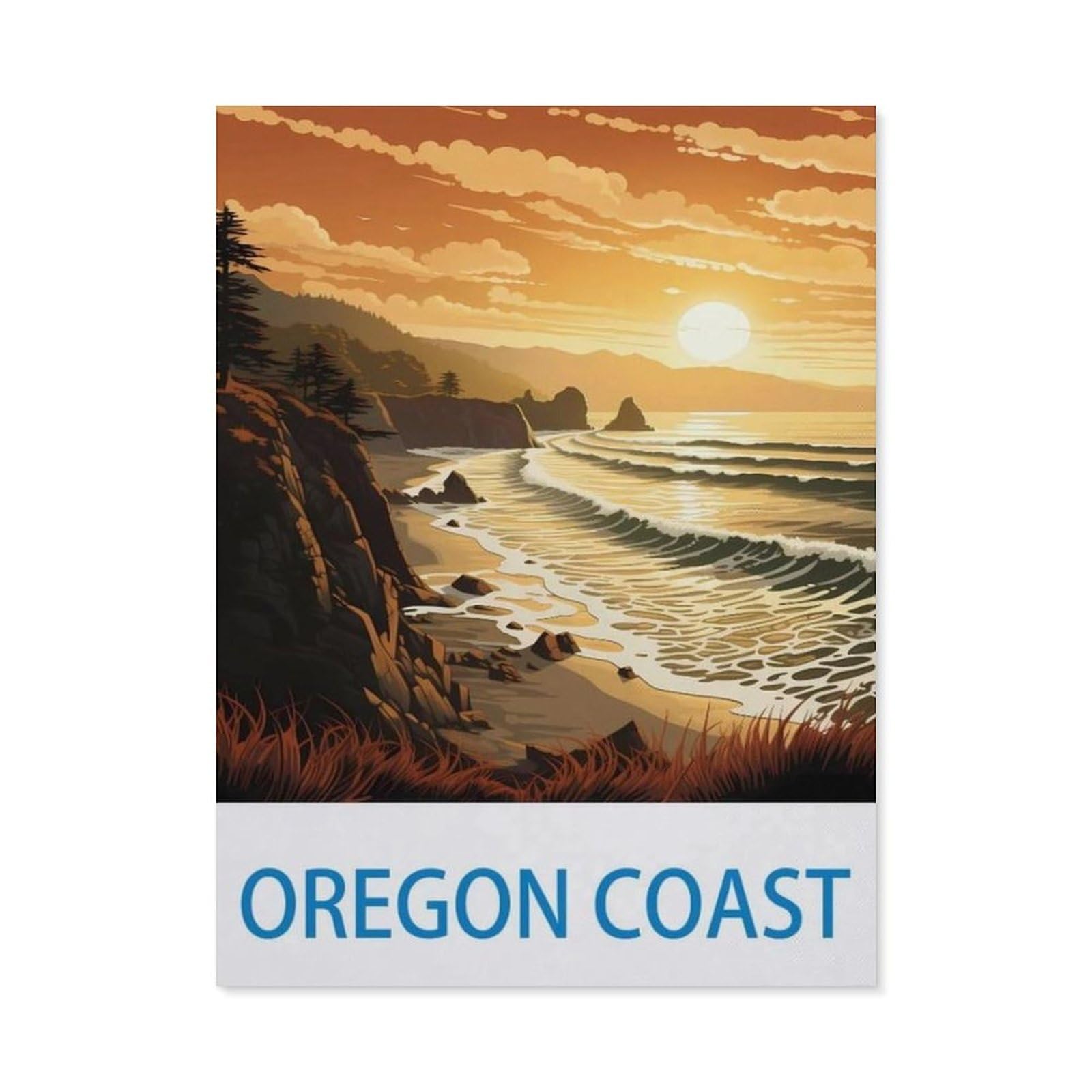BEAYODKP 5D Diamond Painting，Oregon Coast，Diamond Embroidery Cross Stitch（30 x 40 cm/11.81 x 15.74 inches）-CN25