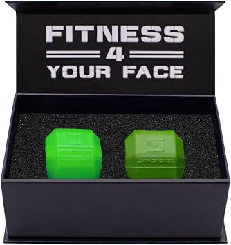 Jawzrsize Pop N Go and Custom Fit Jaw Enhancer Bundles- Jaw, Face, and Neck Exerciser and Toner, Blue, 2 Count