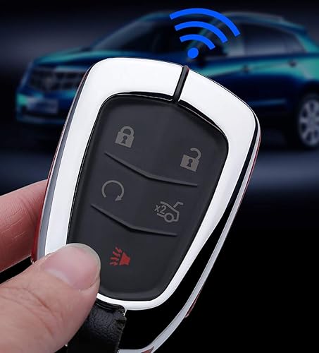 Miniatura 8 de ontto Funda para llavero de 45 botones para Cadillac CT6 XT5 CTS 2017 2020, caja de protección completa con llavero rojo