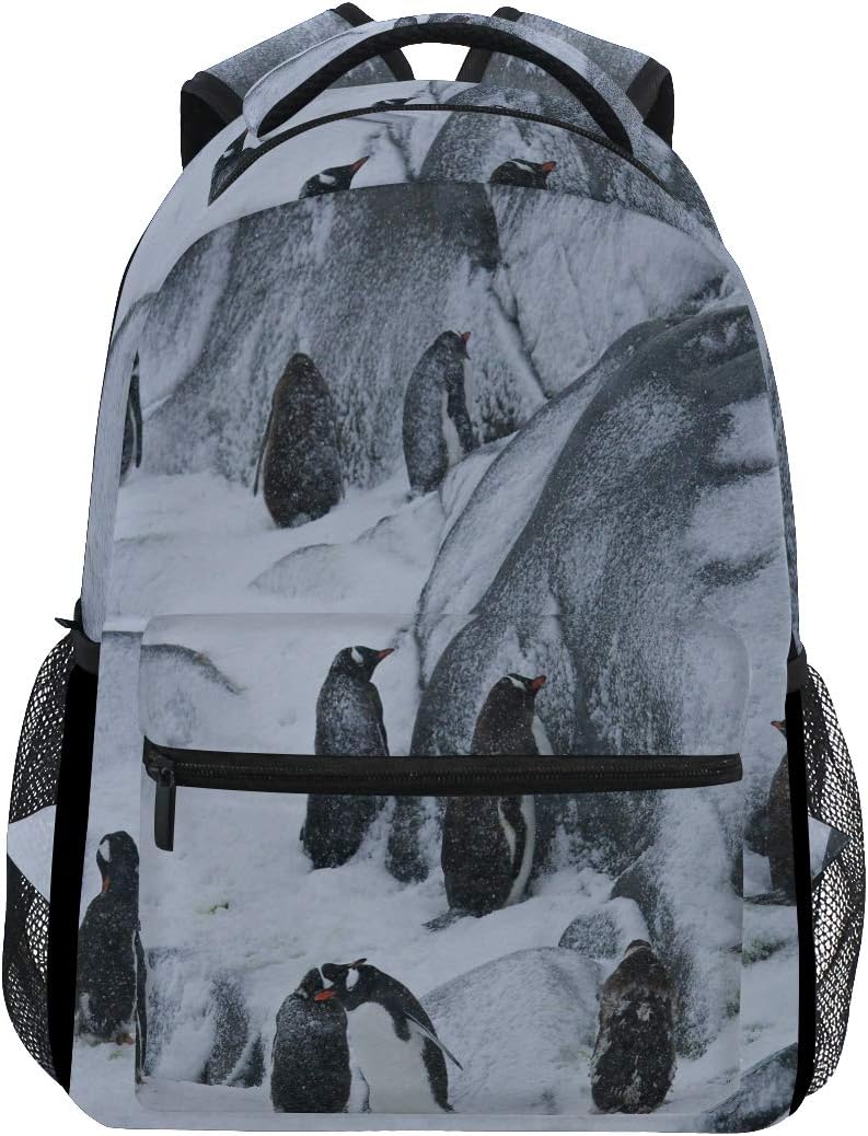 Hunihuni Emperor Penguin Durable Backpack College School Book Shoulder Bag Daypack for Boys Girls Man Woman