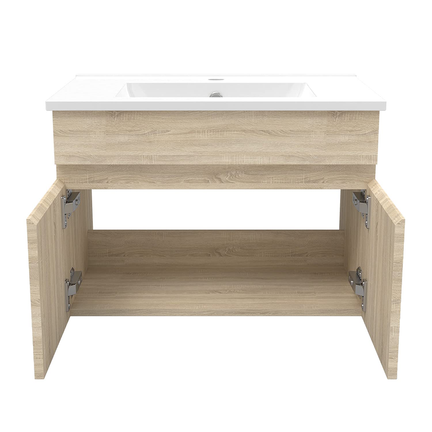 Badezimmer Badmöbel 60 cm Waschtisch mit Unterschrank Hängeschrank Eiche
