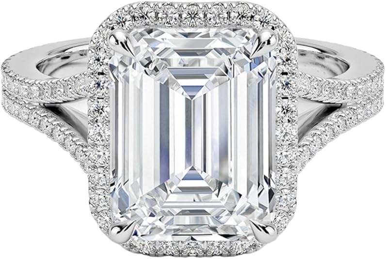 1–5 Carat Emerald IGI Certified Lab Grown Diamond Ring 10K 14K 18K Solid Gold Split Shank Engagement Ring Wedding Valentine Gift For Women (E-F Color, VVS1-VVS2 Clarity)