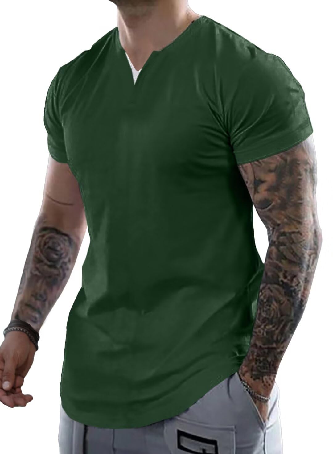 Dokotoo Men Mens Henley Shirts Short Sleeve Summer Casual V Neck Cotton Tee Shirts