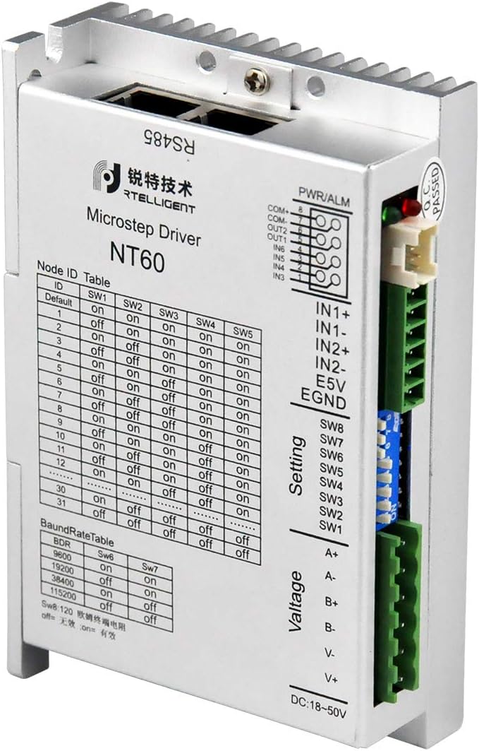 RTELLIGENT RS485 Modbus/RTU Protocol 2 Phase Open/Closed Loop Digital Stepper Driver Controller (NT60)