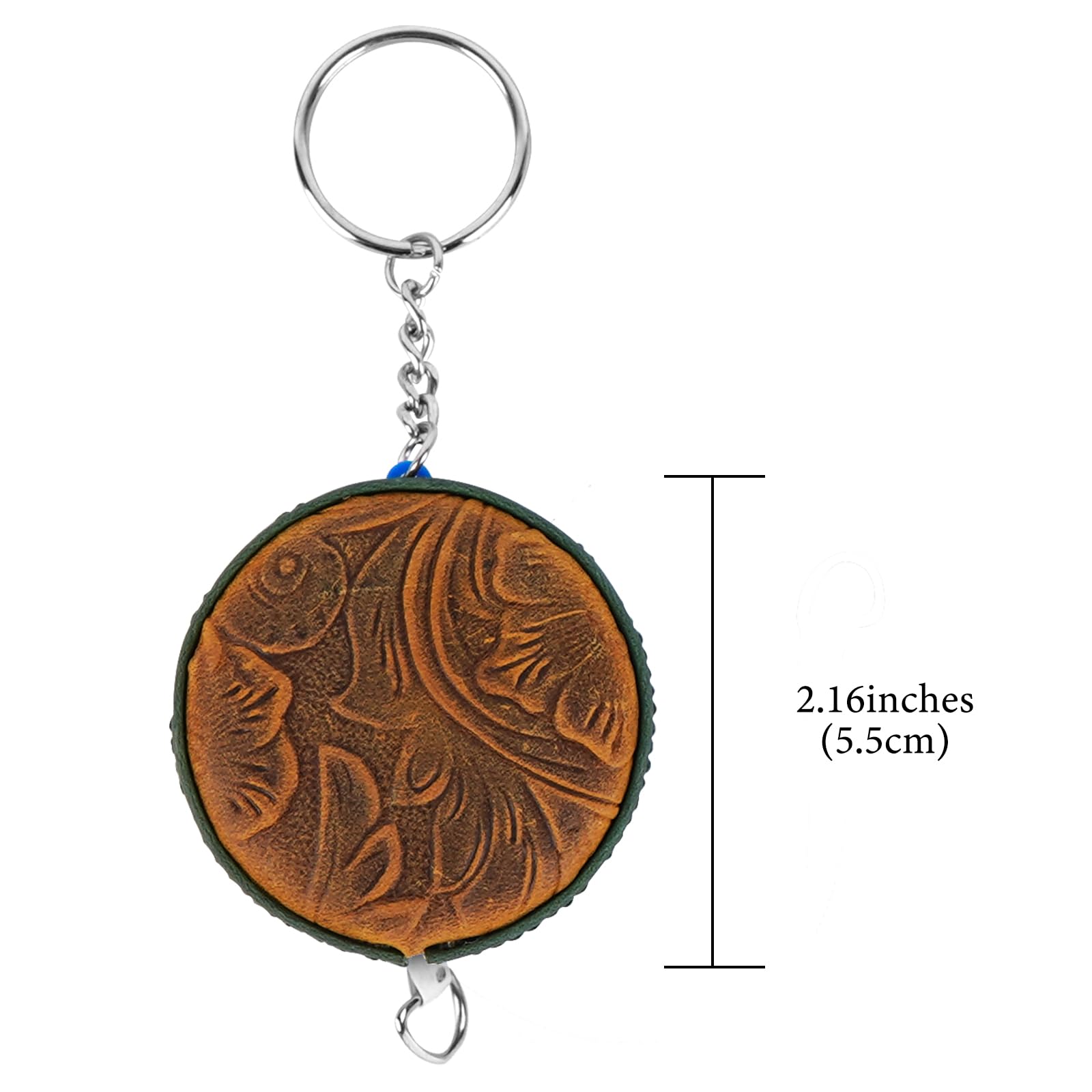 JANKOW Tape Measure Vintage, Soft Leather Retractable Measuring Tape, for Body Fabric Measurement, Mini Retractable Soft Sewing Tape Measure with Keychain, 150cm/60 Inch(1Pcs Green)