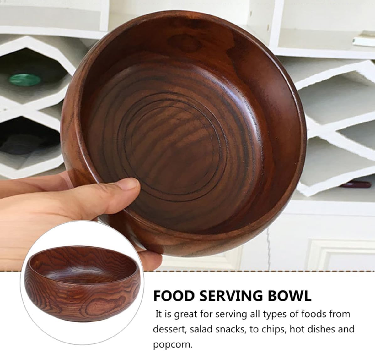 Wakauto Wood Bowl for Salad, Cold Dishes, Buffet Serving