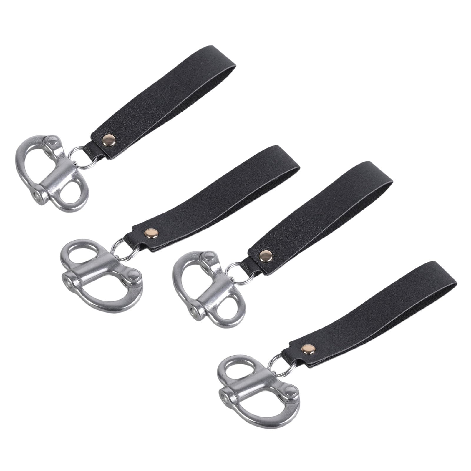 DIMITU Pack of 4 Steel Fast Release Shackles with Leather Handle Weatherproof for Outdoor Activity & Marine Activity