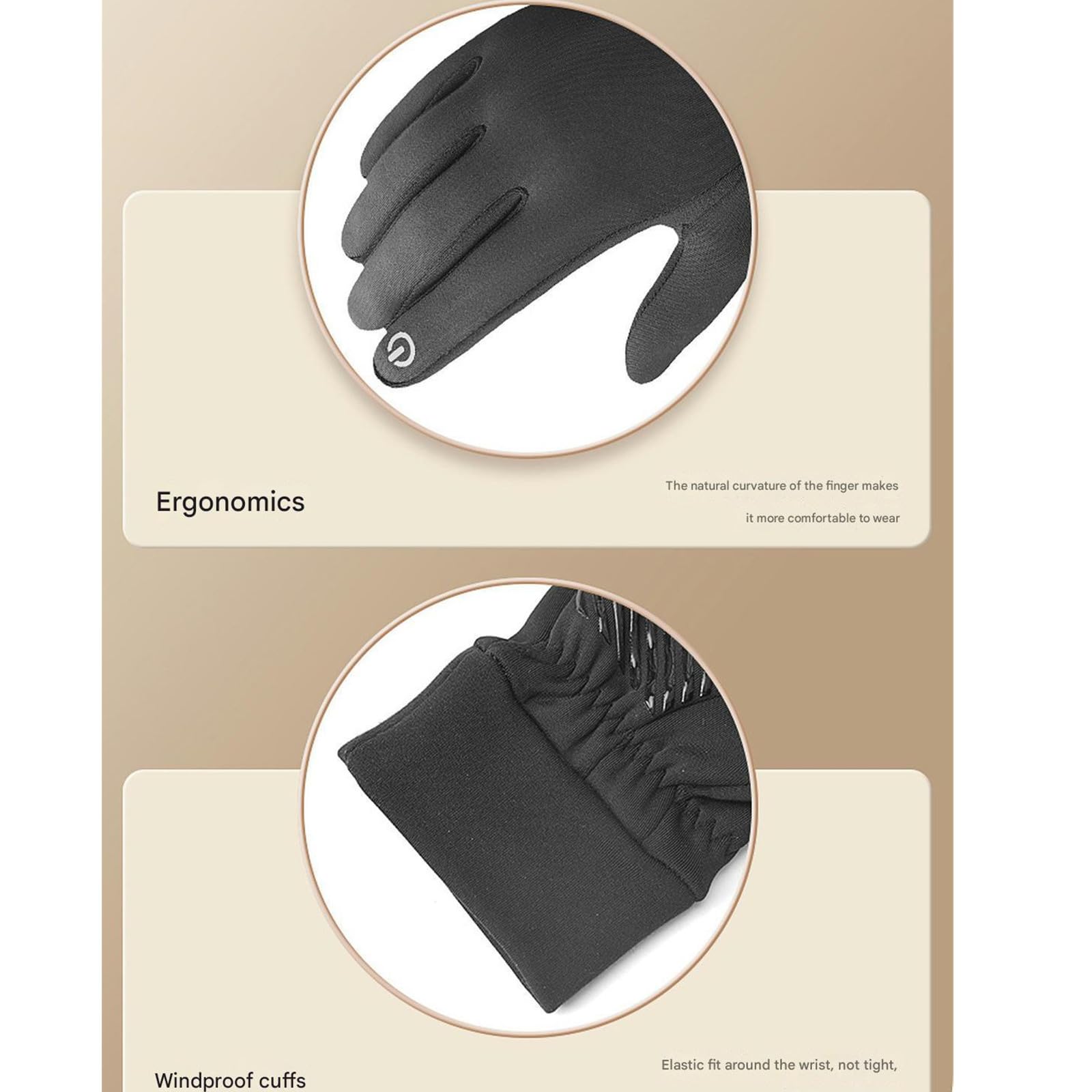 Guantes Guantes Cálidos De Otoño E Invierno En Ciclismo En Bicicleta Y Mujeres Deportes Sin Deslizamiento Sin Deslizamiento De La Pantalla Táctil-Negro-l