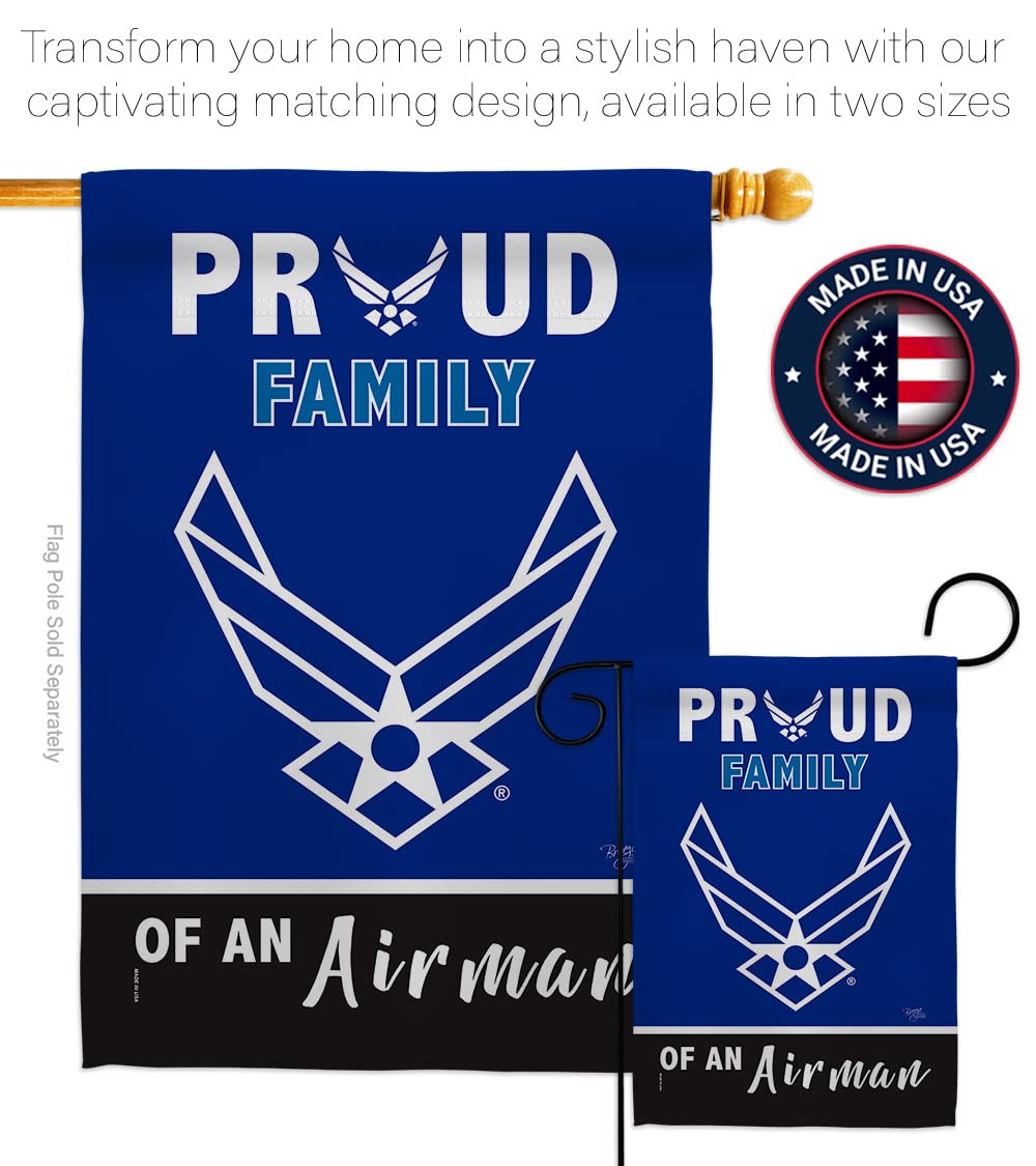 Proud Air Force Parent House Flag - 2 pcs Pack Armed Forces USAF United State American Military Veteran Retire Official - Decoration Banner Small Garden Yard Gift Double-Sided Made in
