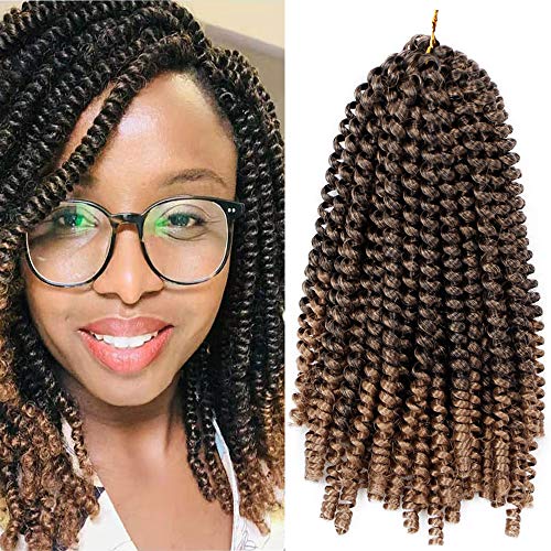 3Packs/Lot 8 Inch Ombre Colors Spring Twist Hair Crochet Braids Nubian Twist Crochet Hair Synthetic Braiding Hair Extensions For Women(1B/27)