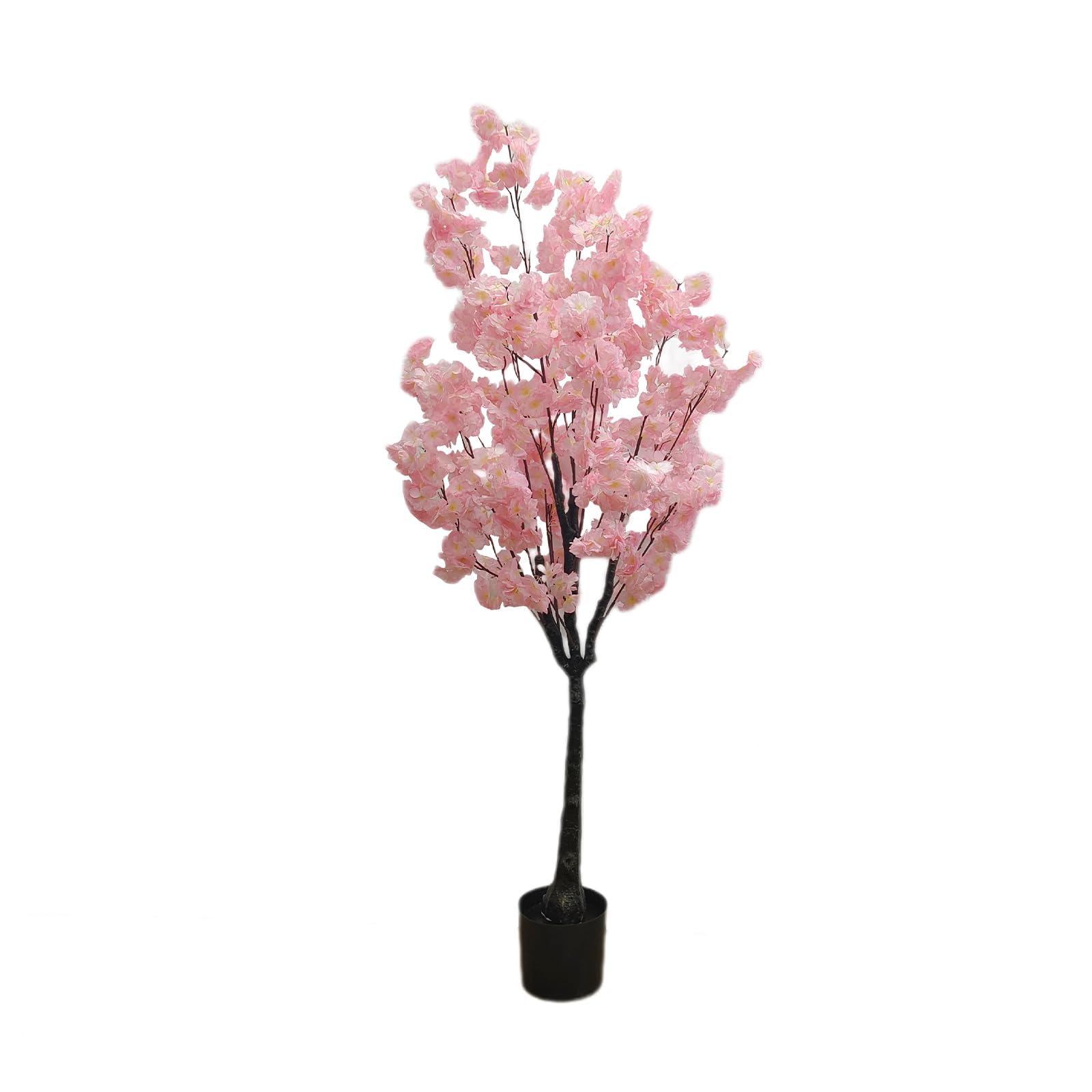 180cm Artificial Cherry Blossom Tree with Pot, Tall Faux Pink Sakura Tree for Living Room Bedroom Office, Realistic Silk Flowers, Indoor Decorative Fake Plant for Home Wedding Decor