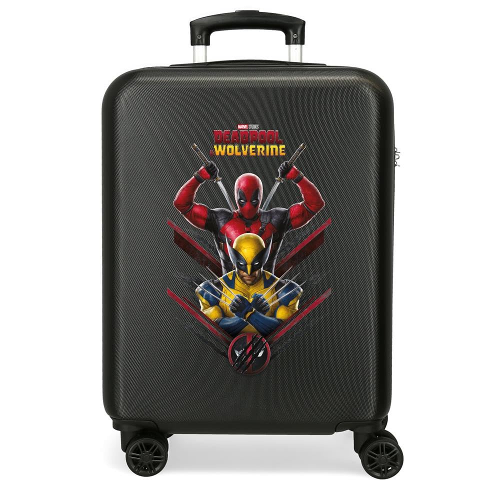 Joumma Marvel Deadpool & Wolverine Walizka kabinowa czarna 38 x 55 x 20 cm sztywny 2 kg zamek szyfrowy z boku ABS 2 kg 34 L bagaż podręczny, Czarny (Black), Talla única, walizka kabinowa