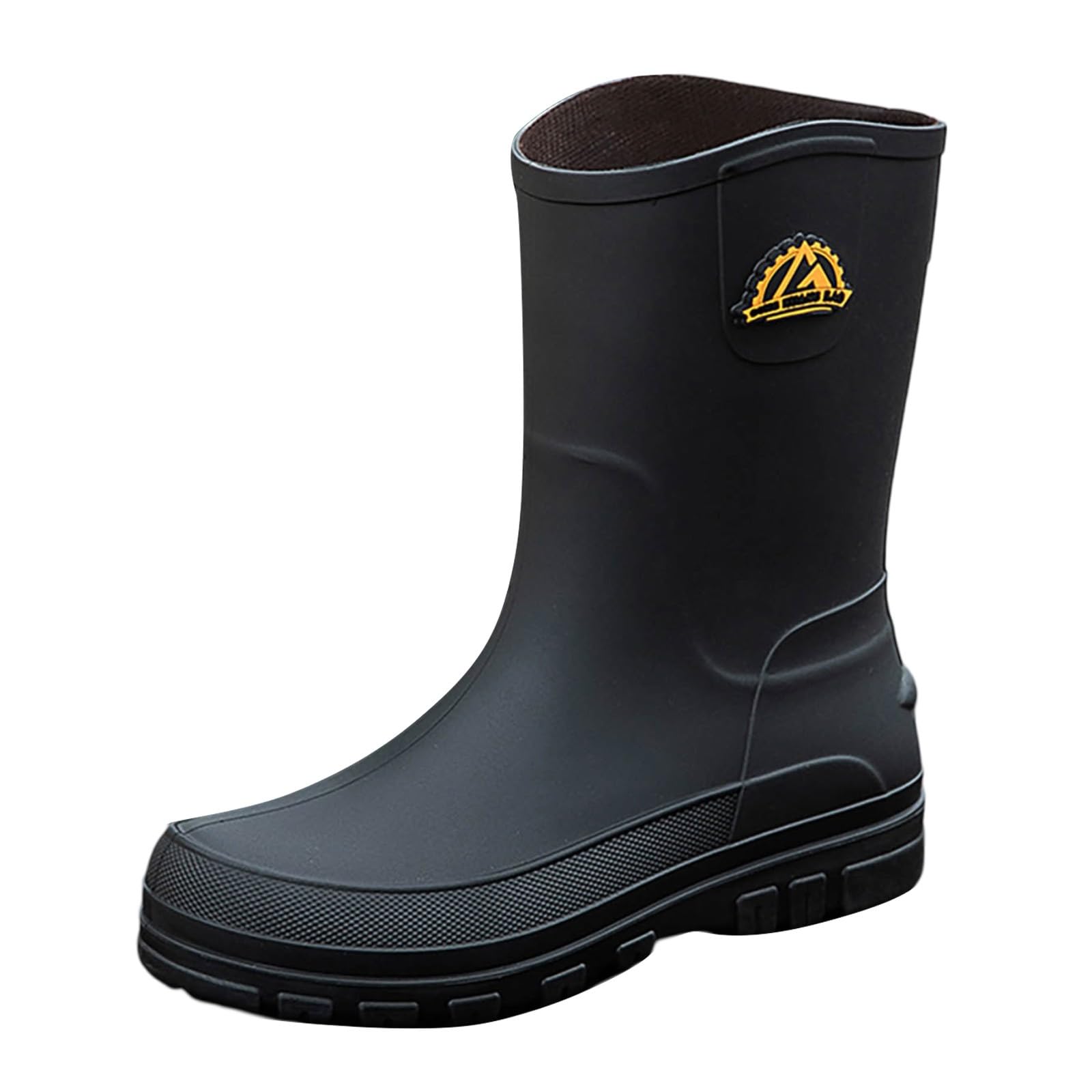 Generisch Gummistiefel Herren: Regenstiefel Weitschaft Barfuß Waterproof Gartenstiefel Gummischuhe Rutschfeste Stiefel Boots Leder Regenschuhe Angelstiefel Watstiefel