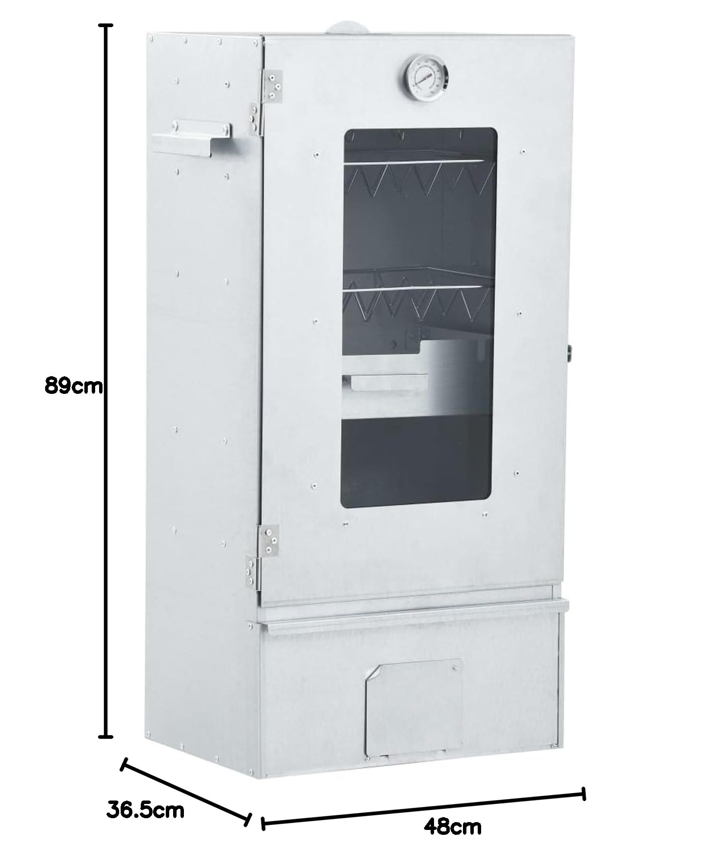 ARKEM Räucherofen mit 1 kg Hackschnitzel, Edelstahl, Silber, 44,5 x 29 x 83 cm