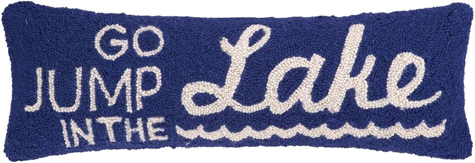 Peking Handicraft Jump in The Lake Hook Pillow, 8 by 24-Inch, Blue