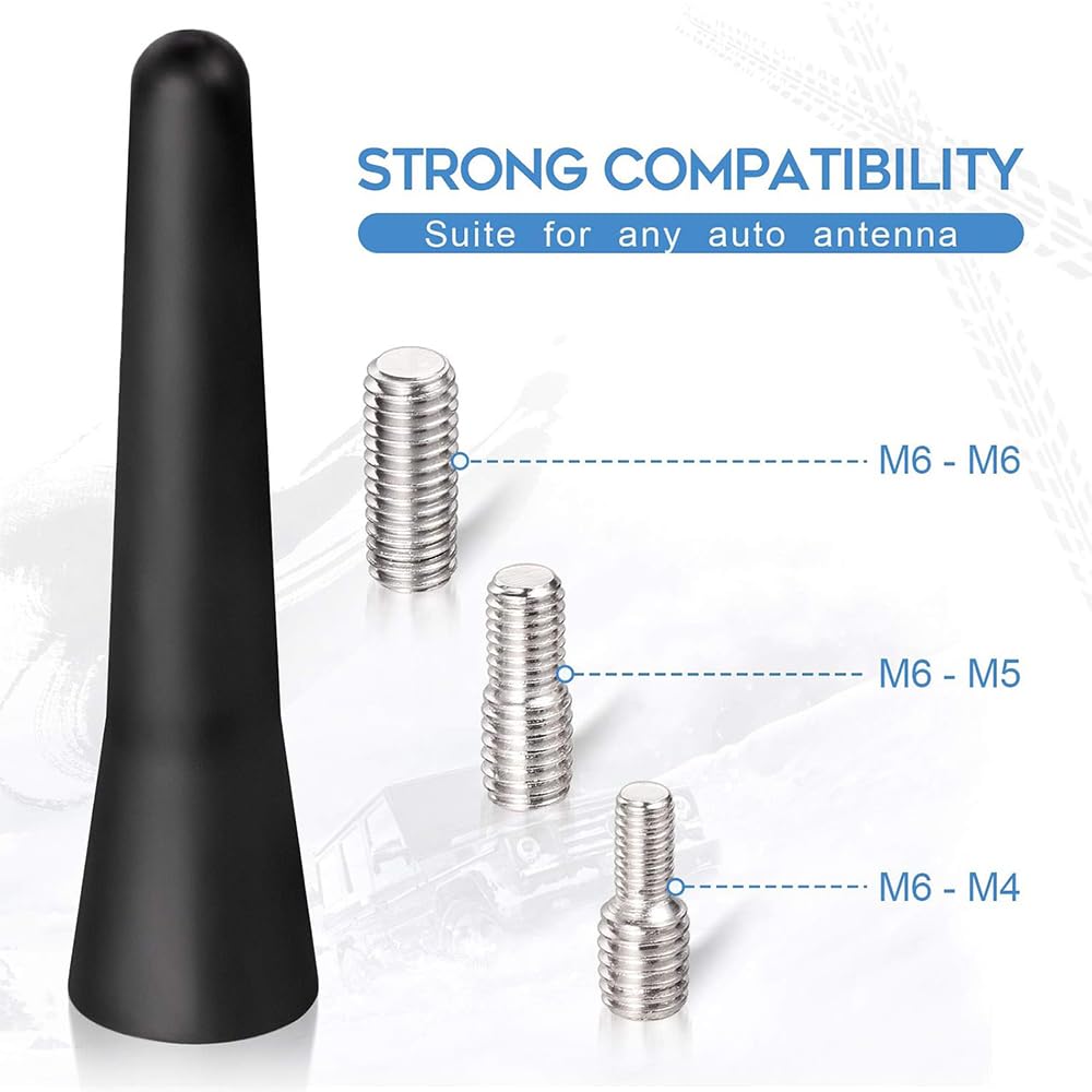 Mini Antenna Corta per Suzuki Swift SX4 Vitara Jimny S-Cross, Antenna Tetto con 3 Viti M4/M5/M6, per Ricezione Radio FM/AM Forte Funzione di Ricezione