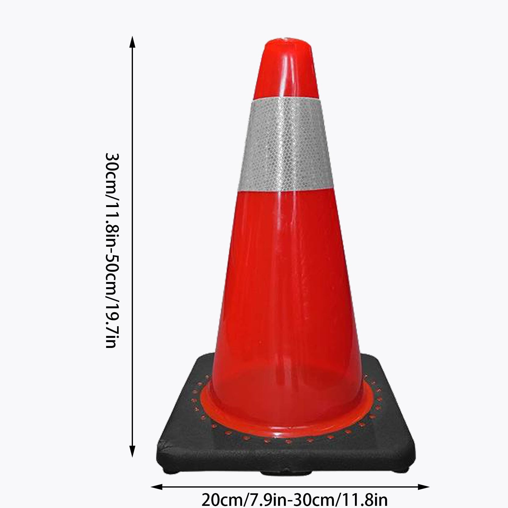 Cône de Signalisation Routière Polyvalent et Rétractable avec Bandes Réfléchissantes,Cône de Chantier Doté d'une Base Noire Robuste et d'une Structure Stable(Size:30x18.5x18.5cm,Color:4pack)