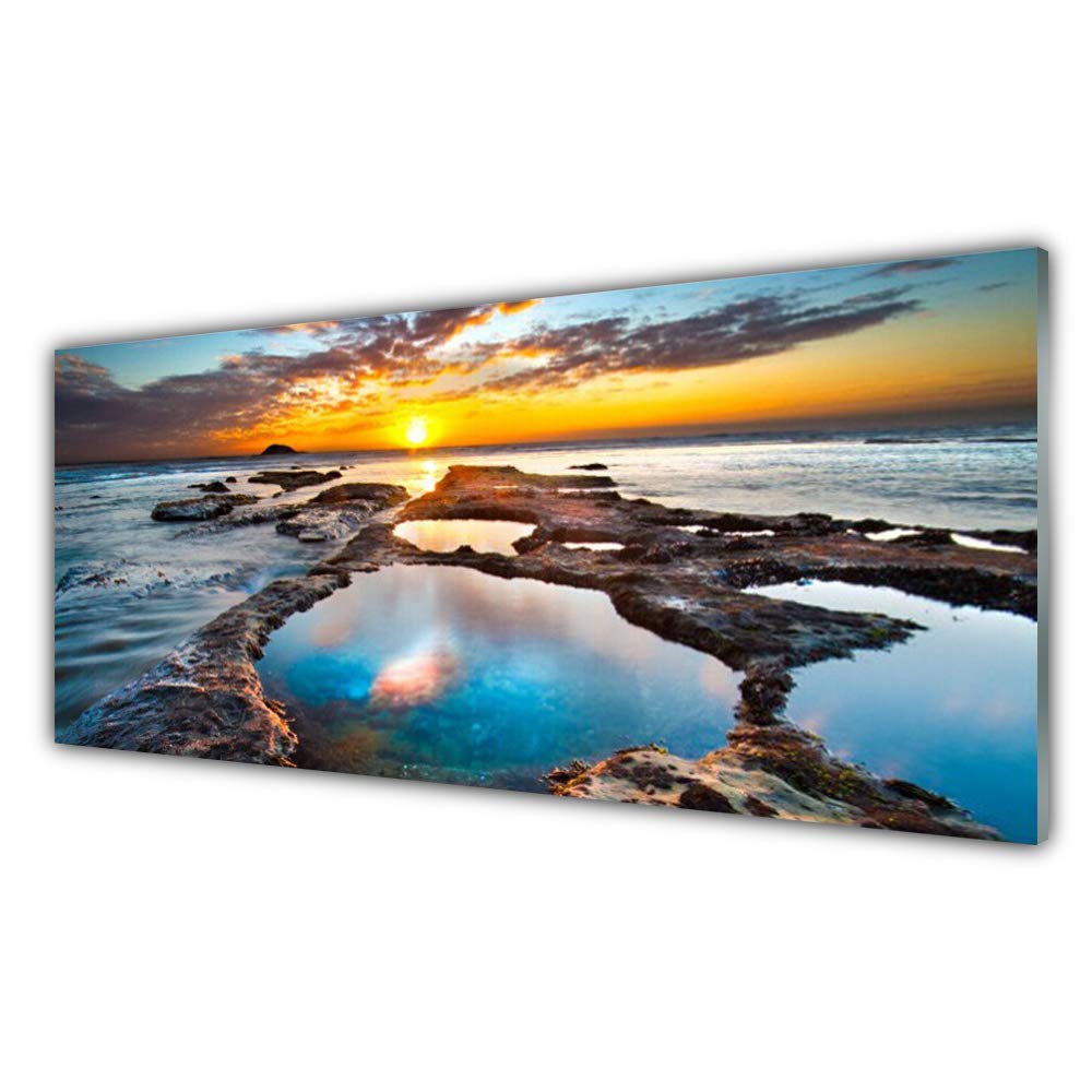 Tableau mural moderne décoration paysage de mer impression sur verre trempé