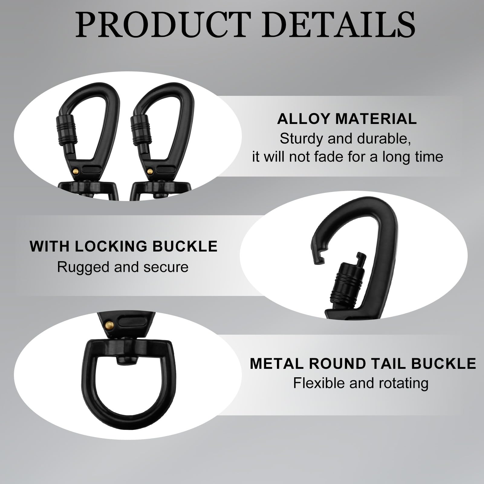 2 Moschettoni Da Arrampicata In Lega Di Zinco - Gancio Girevole 360°, Forma A D, Per Cani, Trekking E Portachiavi - Foto 5