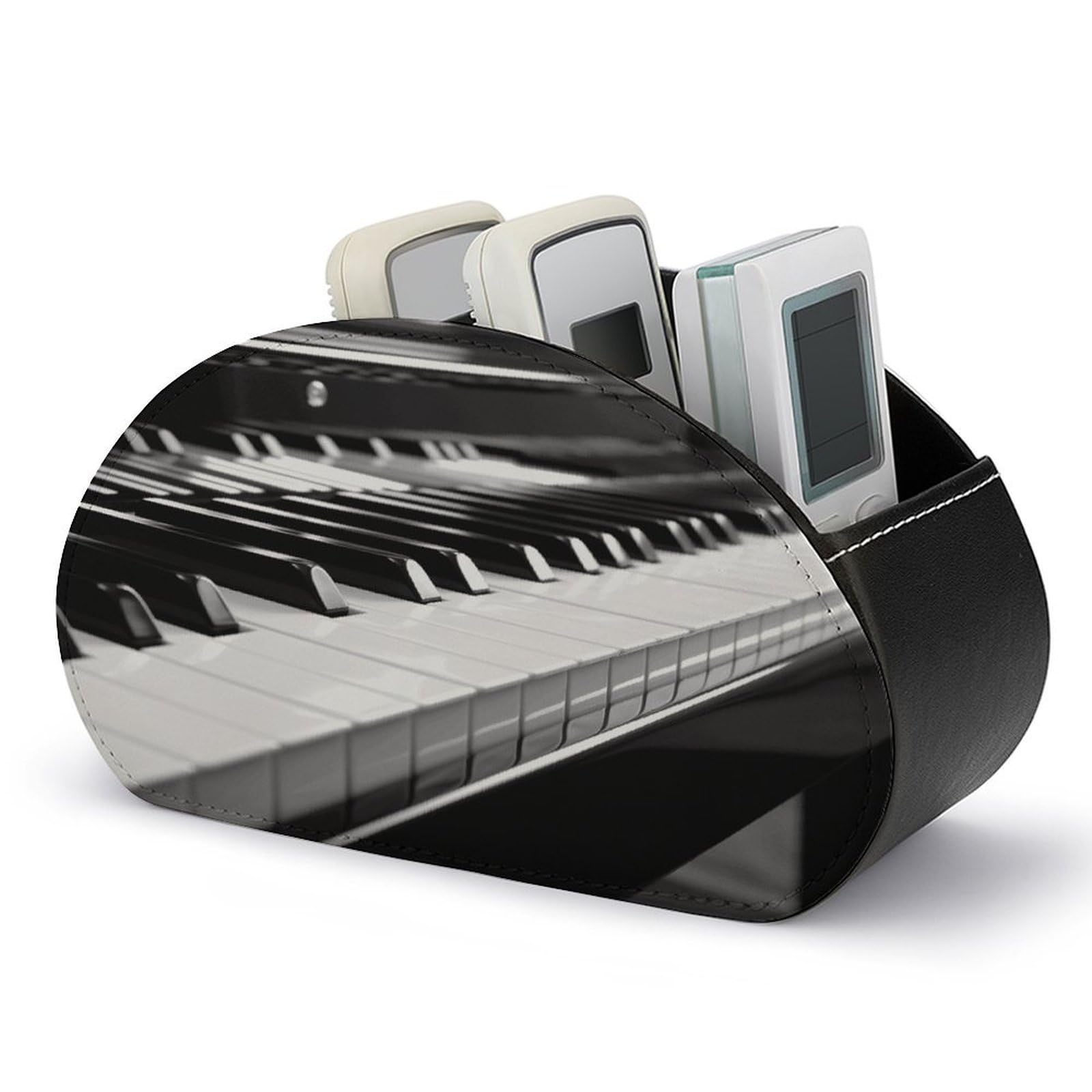 Btcowzrv Style Black White Piano Keyboard Remote Control Holder With 5 Compartments