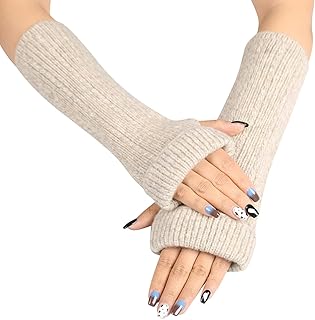 Chunky Wool Winter Warm Cozy Glove, Knitted Arm Warmers, Long Fingerless...