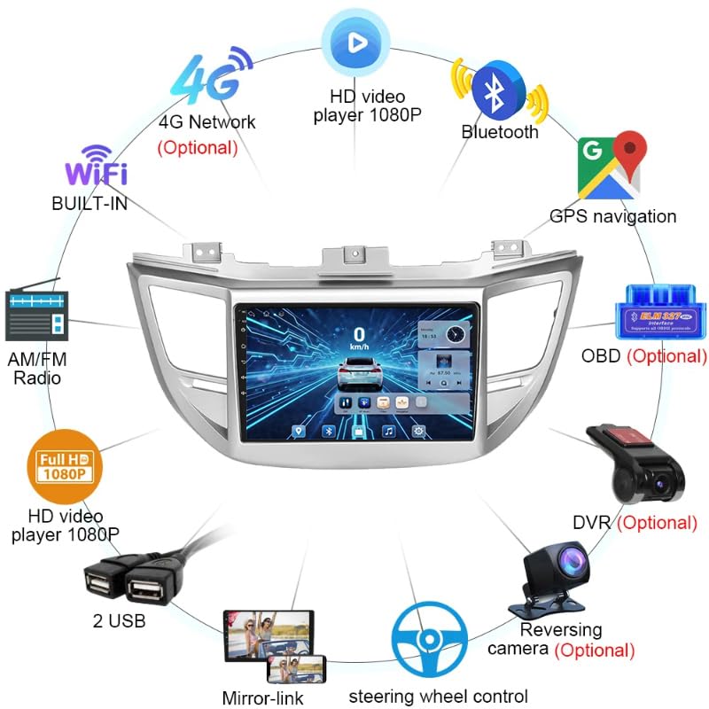 Autoradio Android Écran Tactile 9'' pour Hyundai Tucson 3 2015-2018 Bluetooth RDS USB - 4