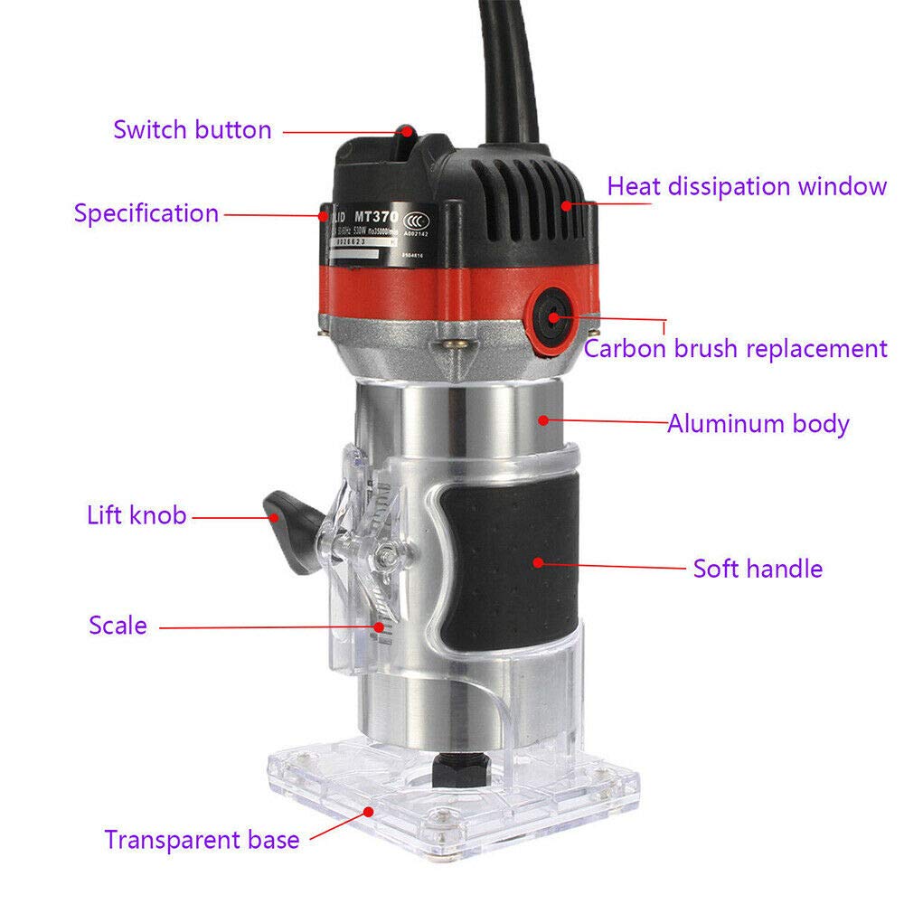 Frezarka górnowrzecionowa 800 W Electric Hand Trymer frez do drewna, 6,35 mm (1/4")