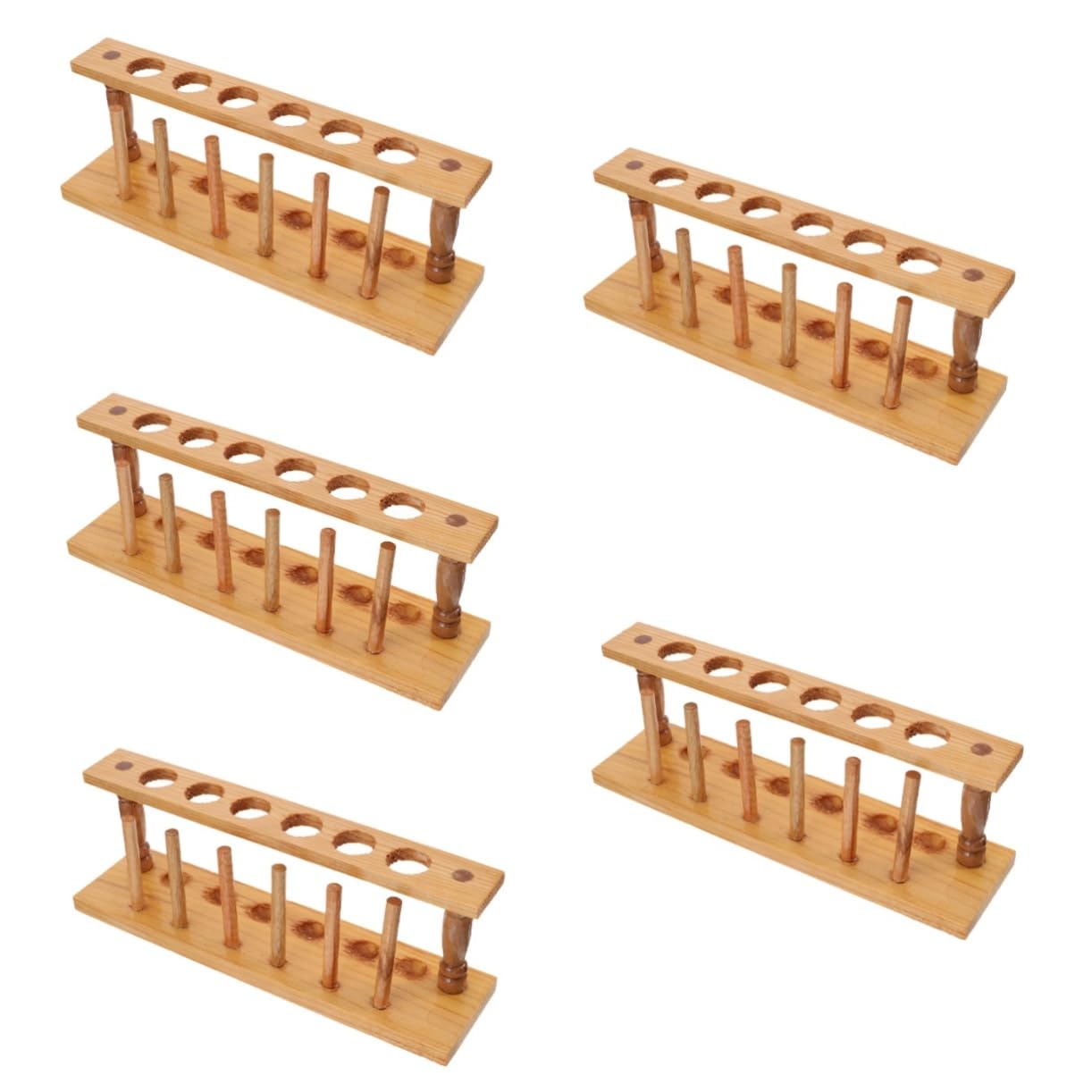 Alipis 5 Pezzi Portaprovette in legno fiale Campioni tubi supporto per supporto del tubo di prova organizzatore blu porta provette in legno supporto per provette in legno Di legno Marrone
