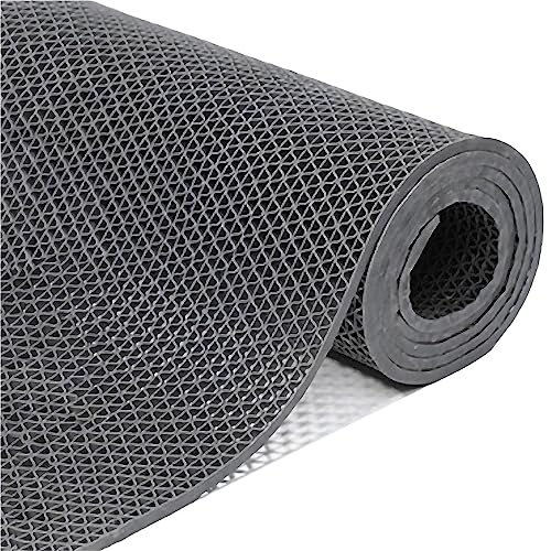 Tapis de sol antidérapant PVC gris 90x300 cm pour intérieur et extérieur