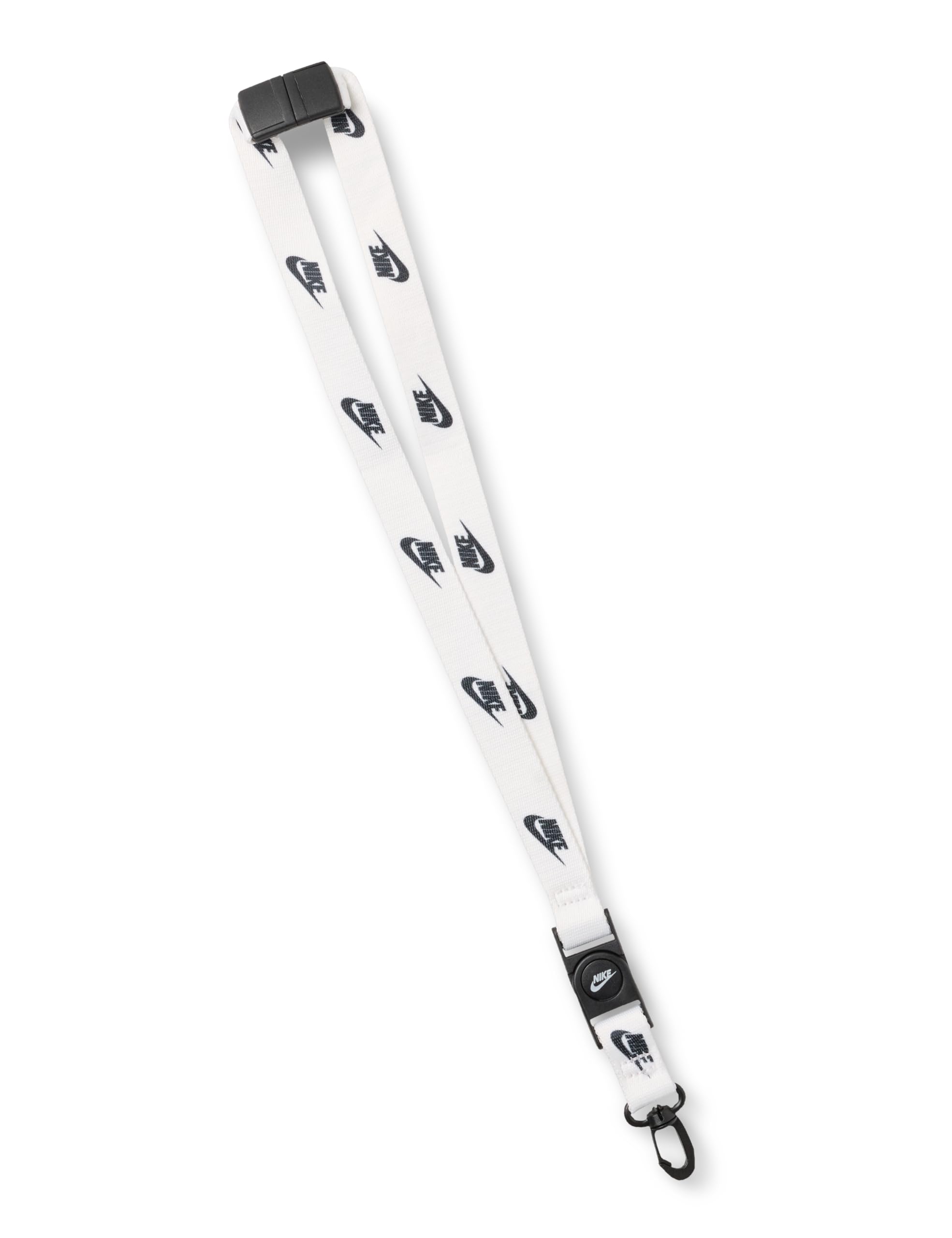 Nike Unisex - Adult Club Standard Lanyard Lanyard, White/Black/White, One Size