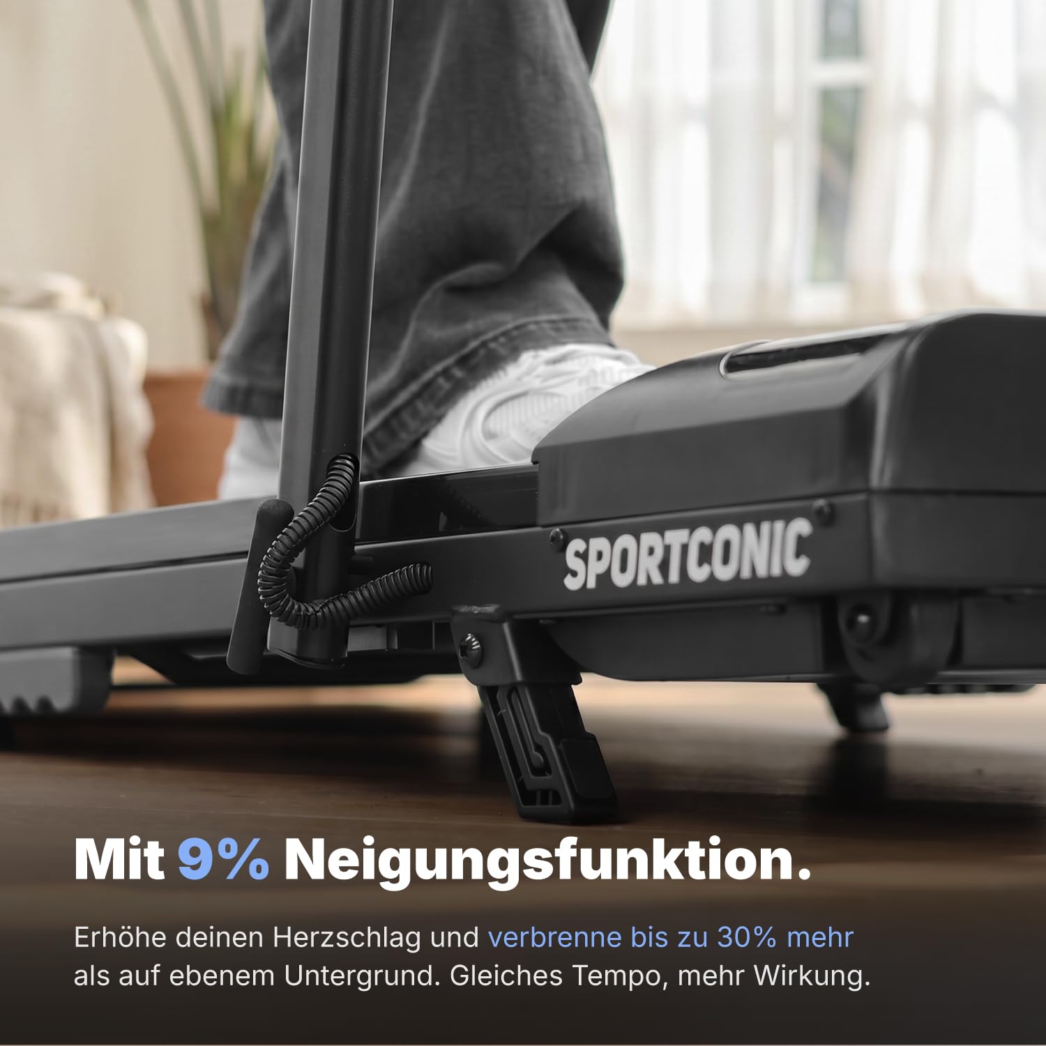 Sportconic Laufband für Zuhause mit Steigung, Walking Pad, Treadmill for Home, Kompakt und Leise, Laufband für Unter Schreiptisch