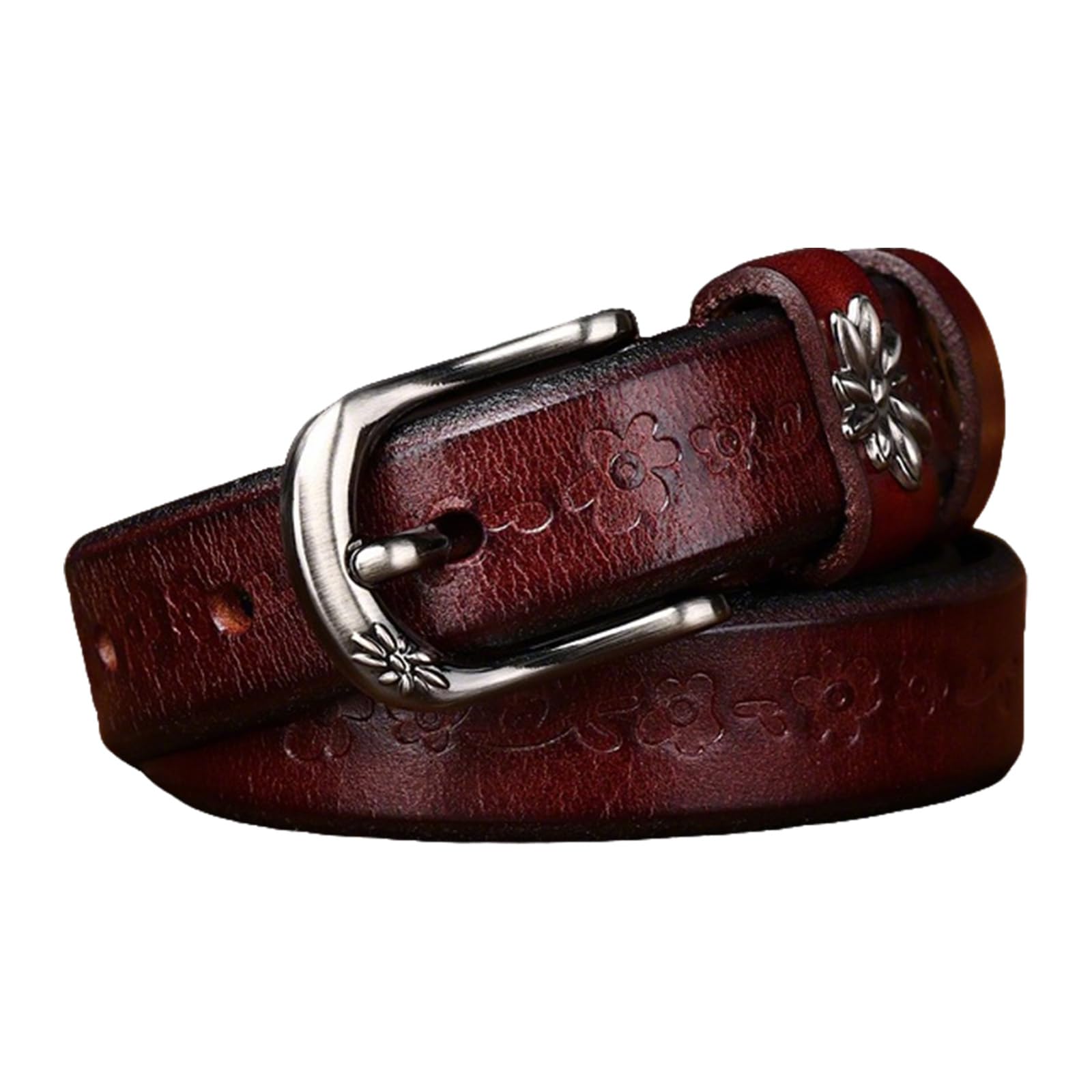 Ceinture femme vintage marron rouge pour sublimer jeans et robes