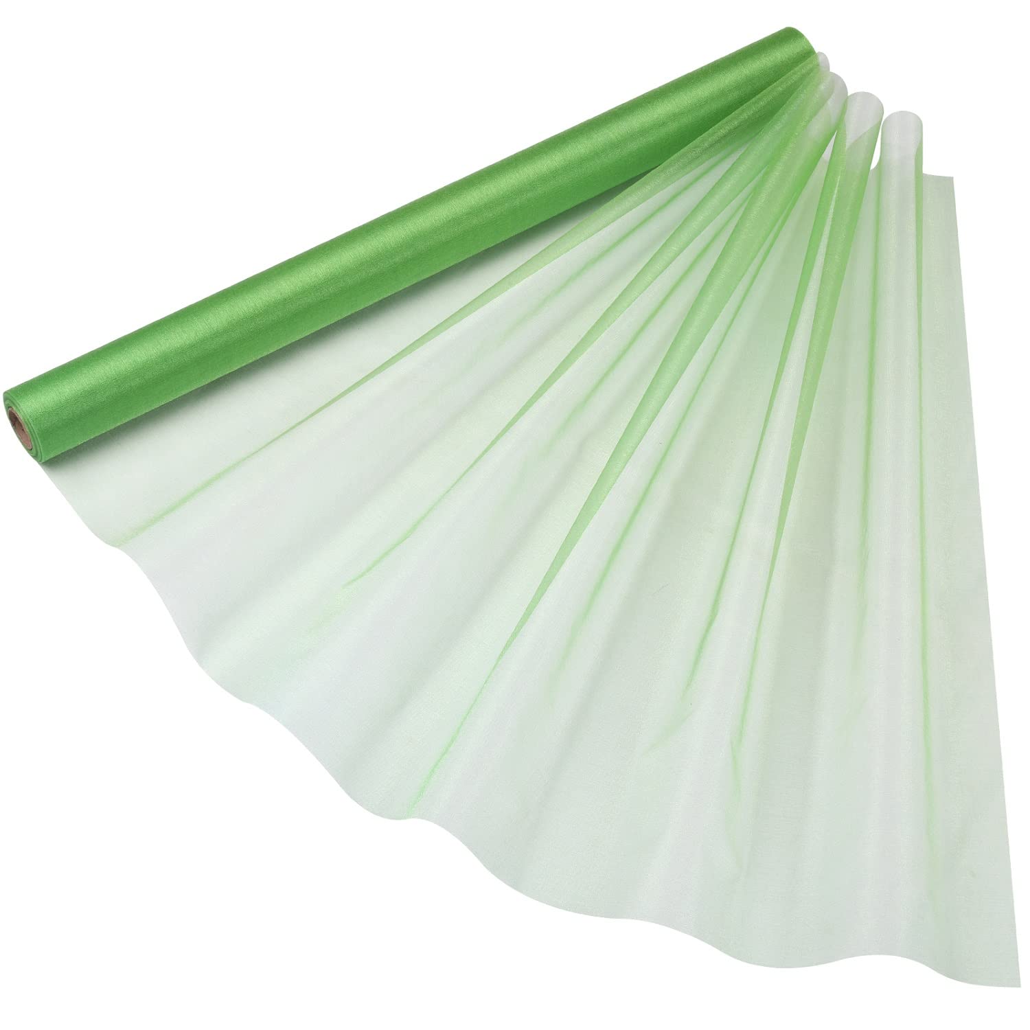 70cm x 15m Roll of Organza Sheer Fabric - Elegant Decorative Cloth for Wedding Chair Bows, Table Runners, Party Favours - Crafting Supplies for Ribbons, Dress Accents,and Bags, Sage