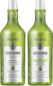 Inoar, Kit Resistance Bambu – Shampoo e Condicionador 1L, Fortalecimento e Crescimento Capilar, Hidratação e Brilho, Para Cabelos Danificados ou Quebradiços