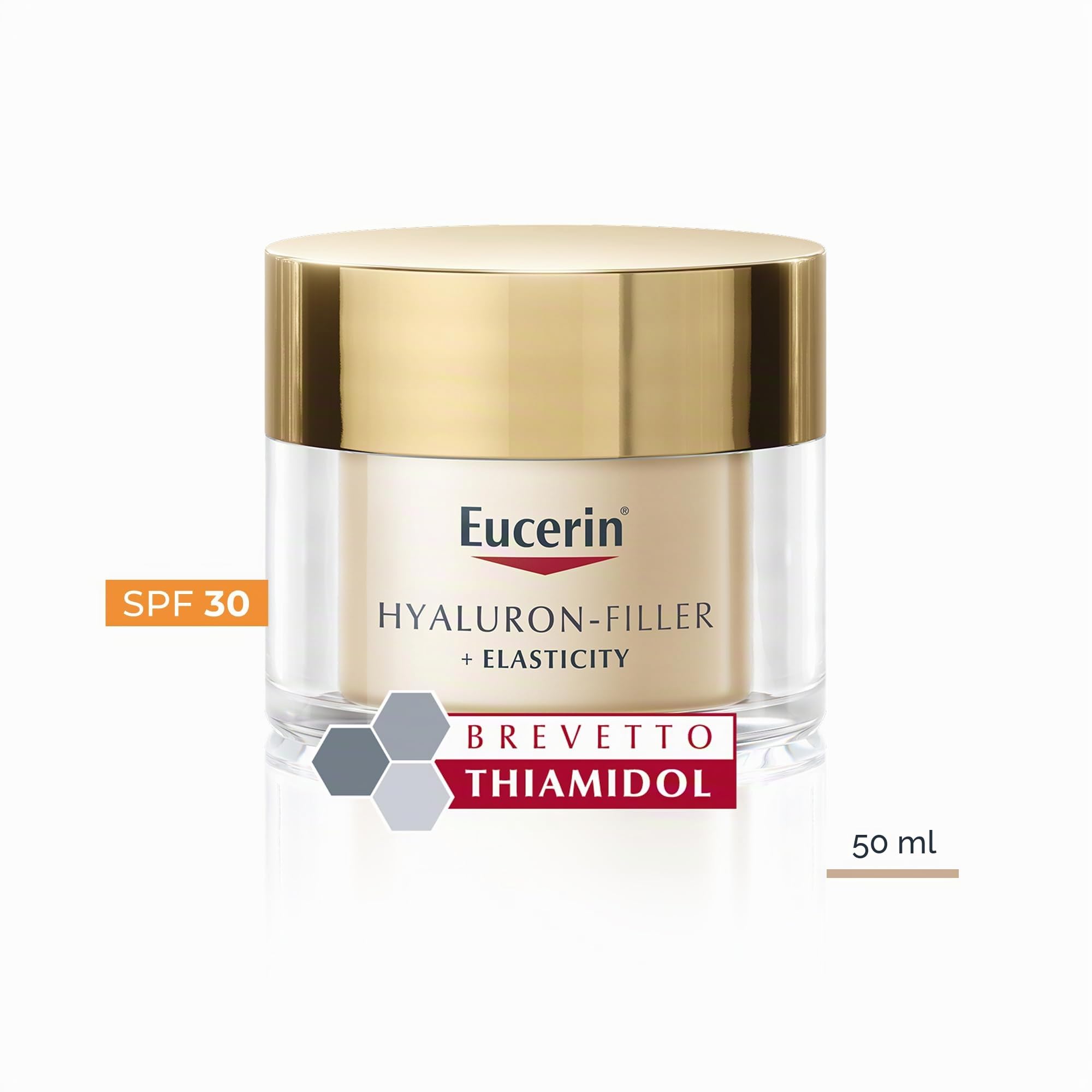 Eucerin Hyaluron-Filler + Elasticity Crema Giorno SPF 30 50 ml, Crema viso antimacchie e antirughe, Formula con Acido Ialuronico elasticizzante e Thiamidol per tutti i tipi di pelle