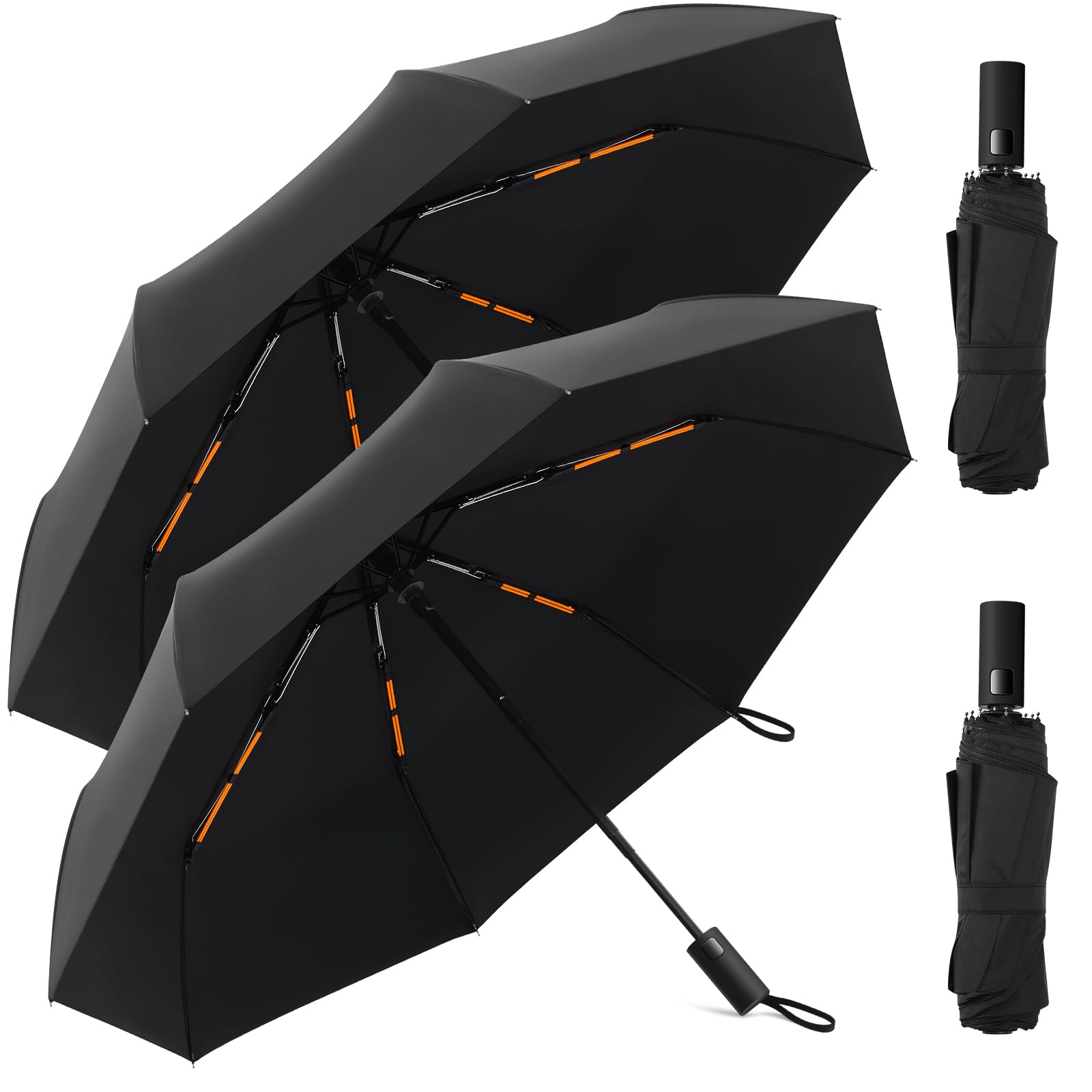 Hestya Paraguas Plegable Automático 100 cm Diámetro Paraguas Grande Prueba Viento Sombrilla Sol Compacto Resistente Portátil Apertura Cierre Automático con 8 Varillas para Viaje Playa