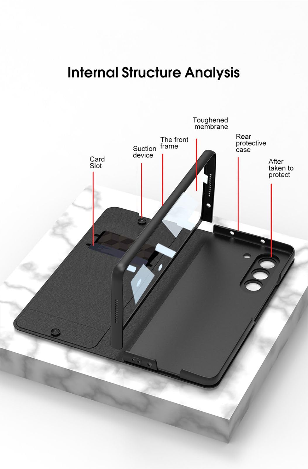 für Galaxy Fold5 Flap Ständer Klapphüllen + Glasfolie Magnetic Flip Leder Case,Pen Slot Kickstand Folio Cover für Samsung Galaxy Z Fold5(6)