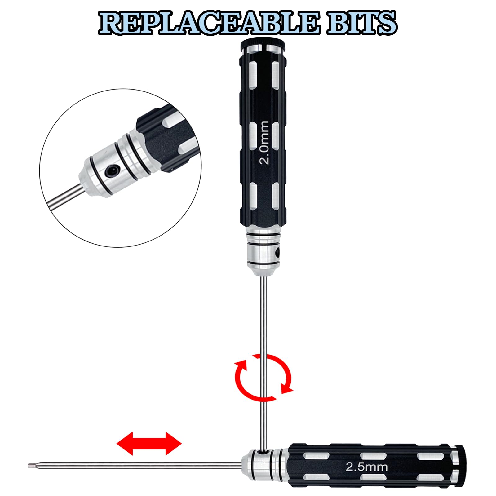 Zestaw narzędzi RC, śrubokręt sześciokątny, zestaw wkrętaków RC 1,5 mm, 2,0 mm, 2,5 mm, 3,0 mm, narzędzia naprawcze do samochodów RC, łodzi, drona, helikoptera (czerwony)