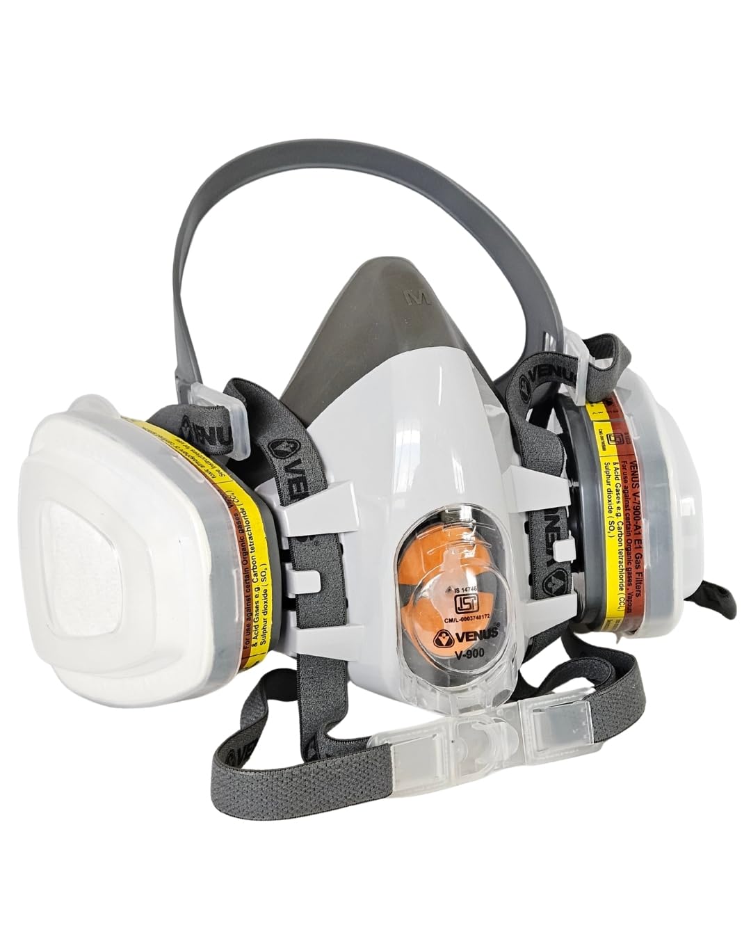 VENUS V-900 Half Face Respirator Mask with V-7900 A1 E1 P2 Filter Cartridges | ISI Certified | Organic Vapour & Acid Gas Protection | Reusable Respirator Combo Pack-image-8