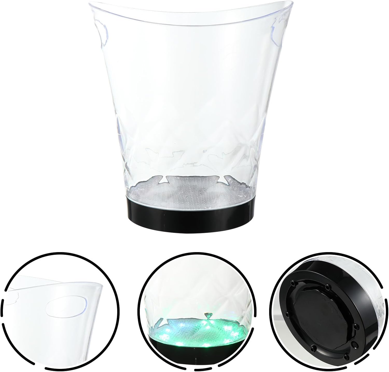 VOSAREA Luminous Double Handle Ice Bucket Plastic Beer Cooler Bucket for Bar Party Drinks Chilling