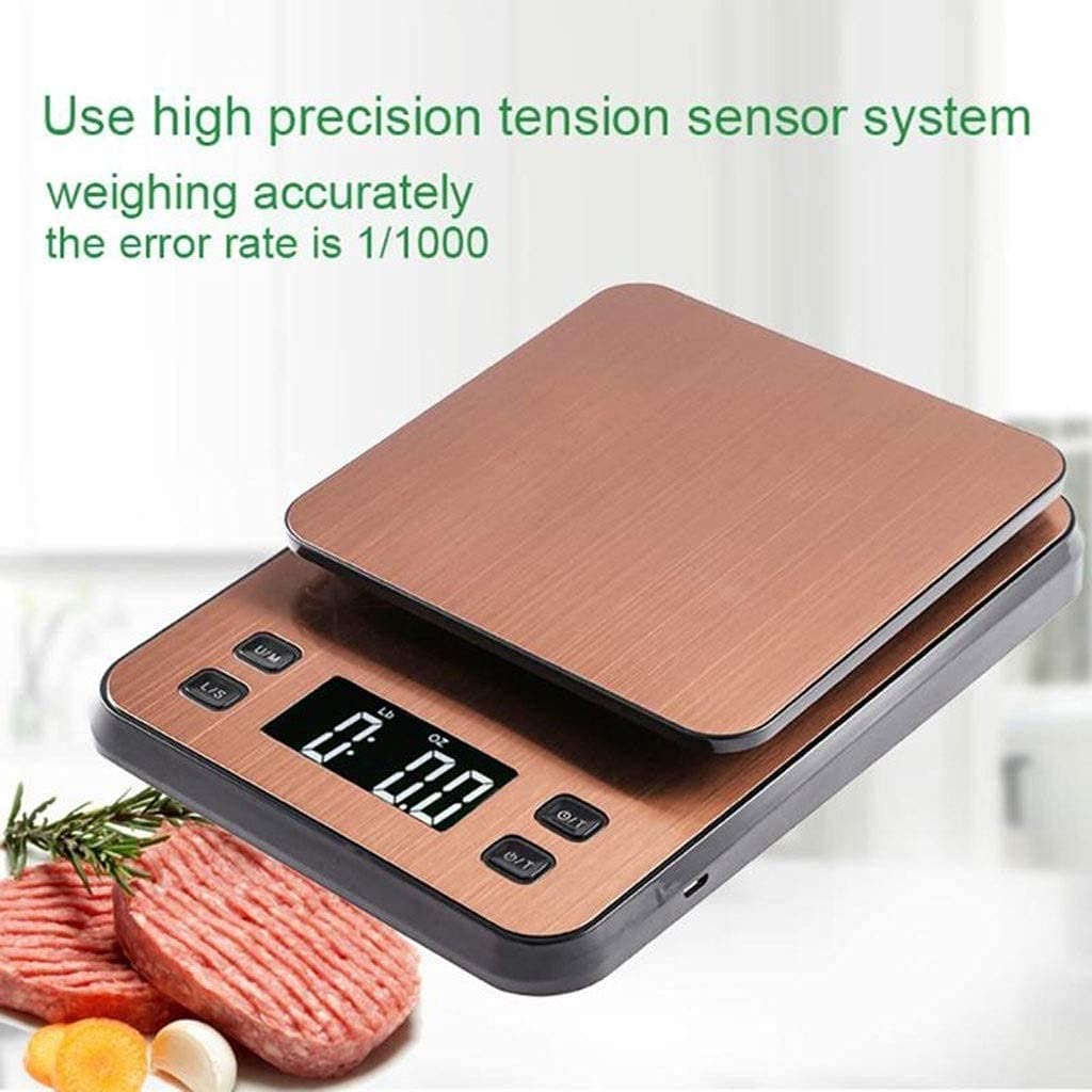 Balance électronique de Cuisine numérique en Acier Inoxydable avec écran LCD, Marron - 3 kg/0,1 g, Marron - 5 kg/0,1 g,Brown-5kg/0.1g