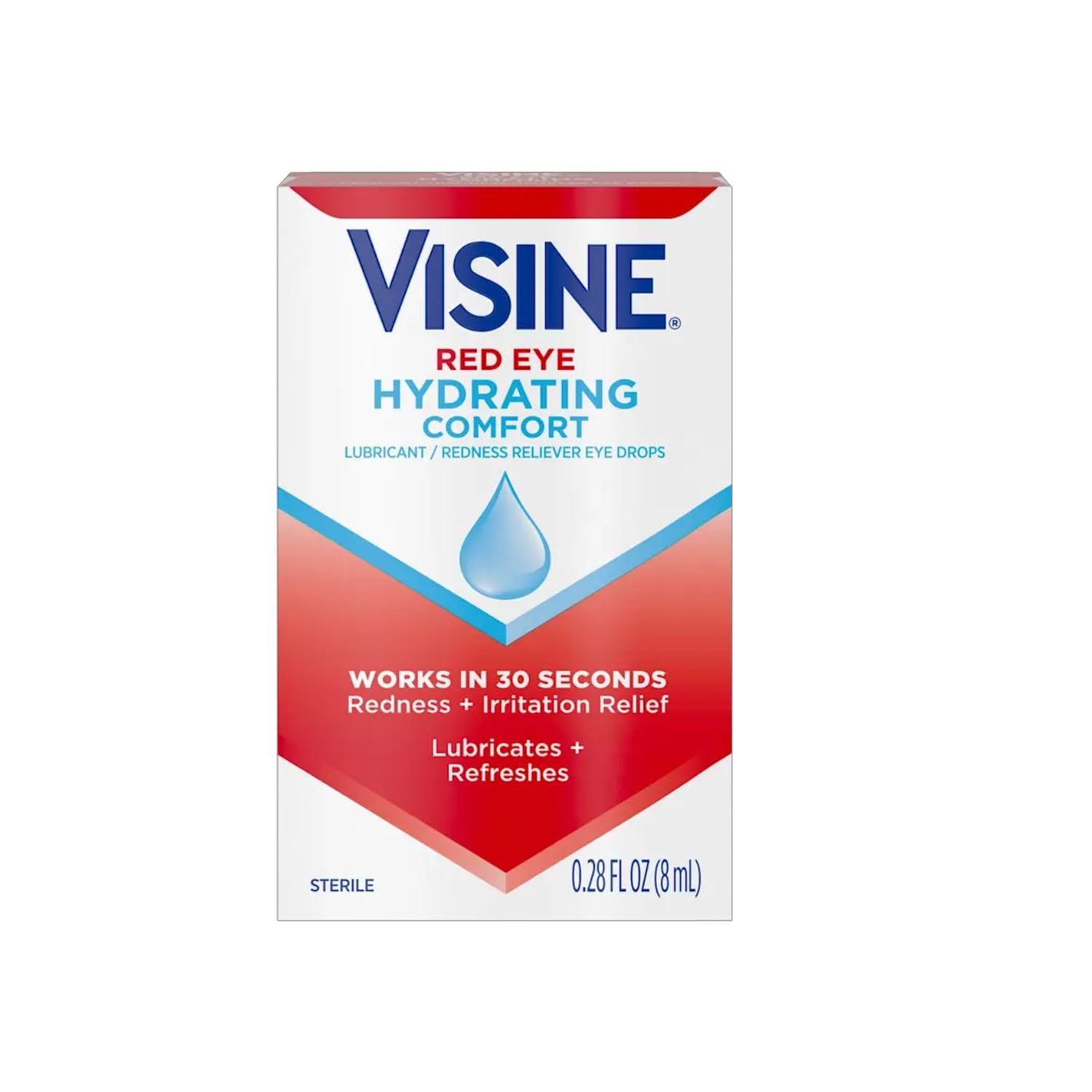 Visine Red Eye Hydrating Comfort Redness Relief and Lubricant Eye Drops to Help Moisturize and Relieve Red Eyes