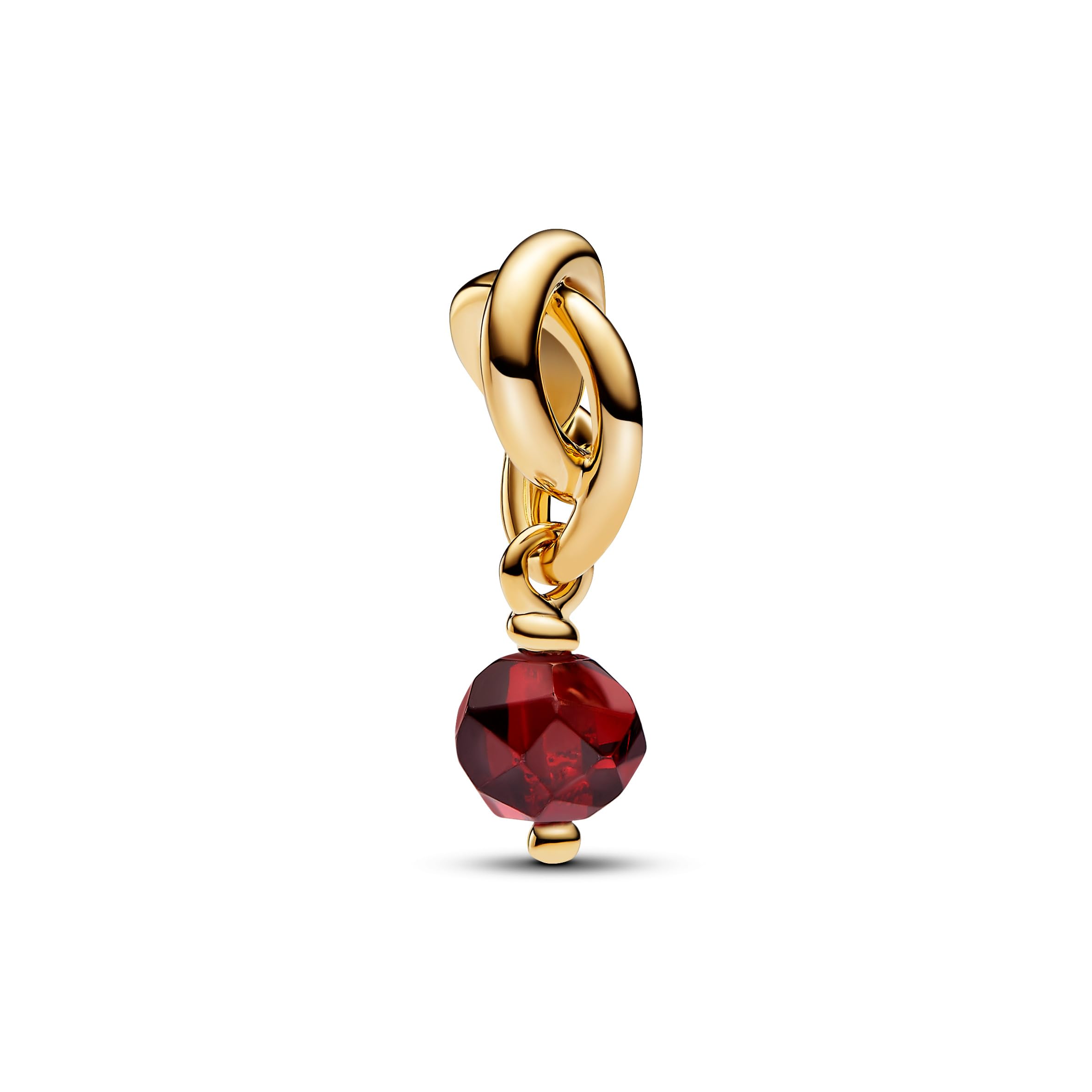 Pandora Colgante con forma de círculo rojo con facetas 763462C01, talla única, Oro amarillo, Cristal.