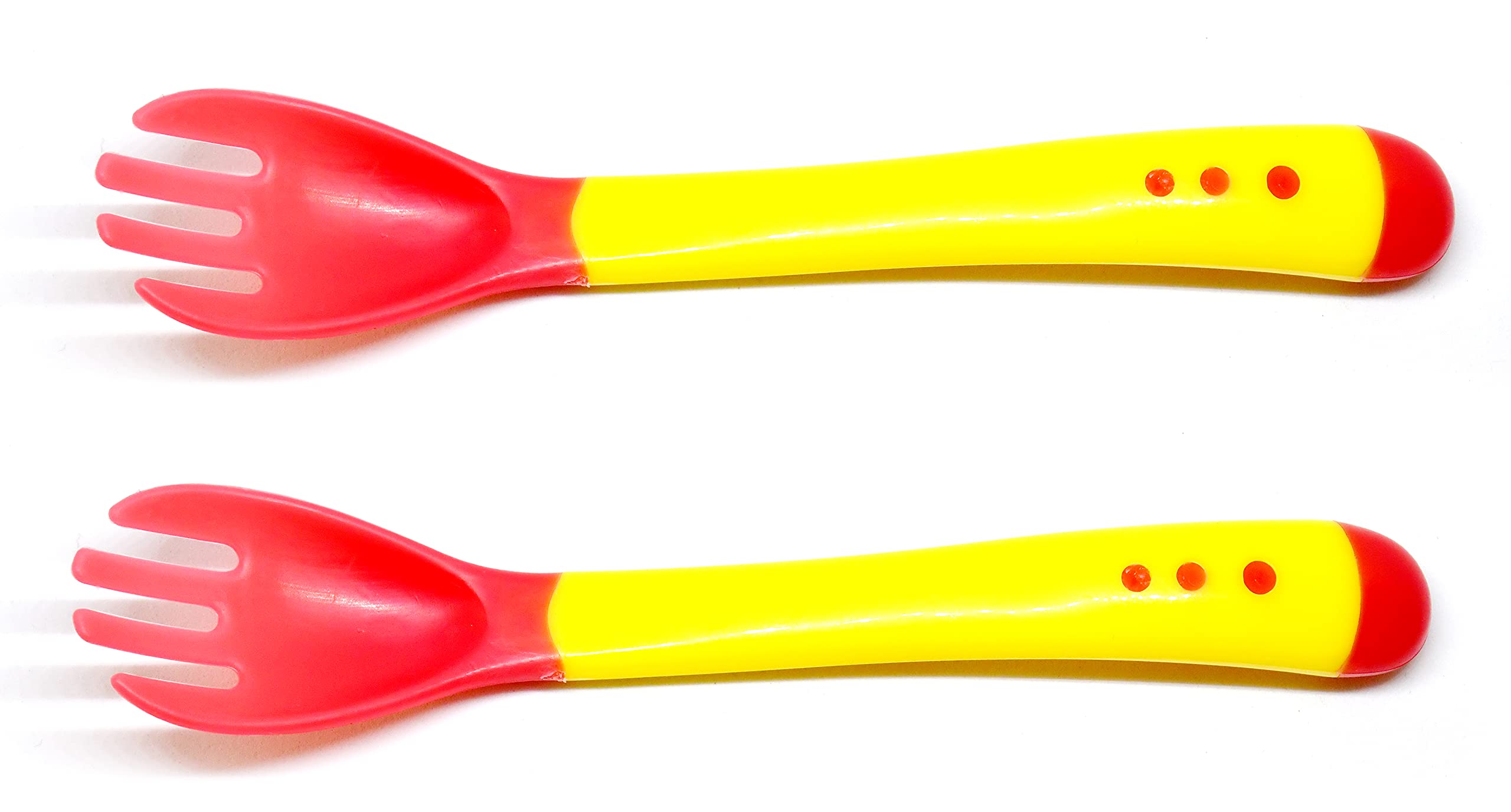 THE LITTLE LOOKERS? Silicone Tip Heat Sensitive Silicone Spoons | Temperature Sensing Spoons | Fork Set (Yellow, Pack of 2)-image-18