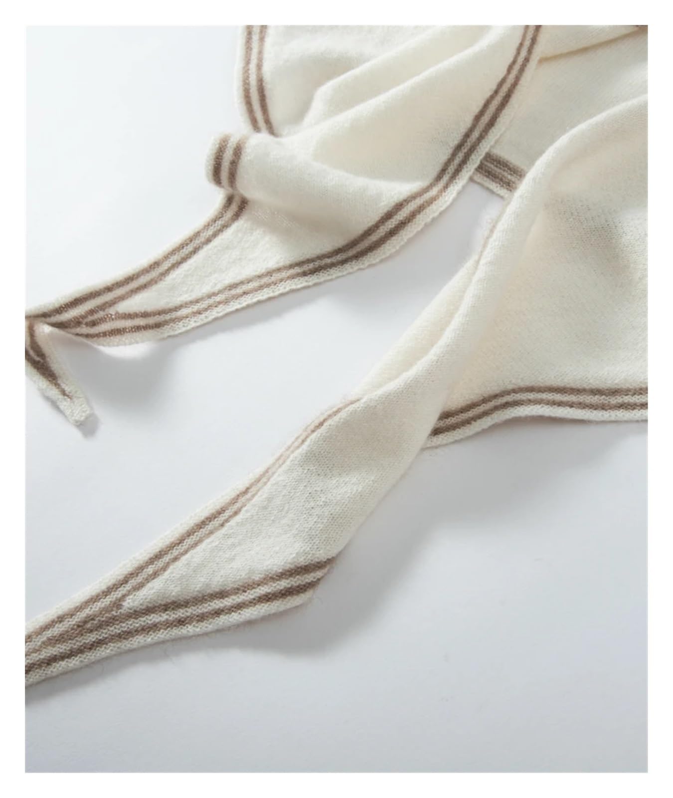 Sciarpa Triangolare in Cashmere da Donna, Piccolo Scialle, Scaldacollo, con Applicazioni a Righe, Primaverile, Multiuso, in Pashmina, Morbida Maglia